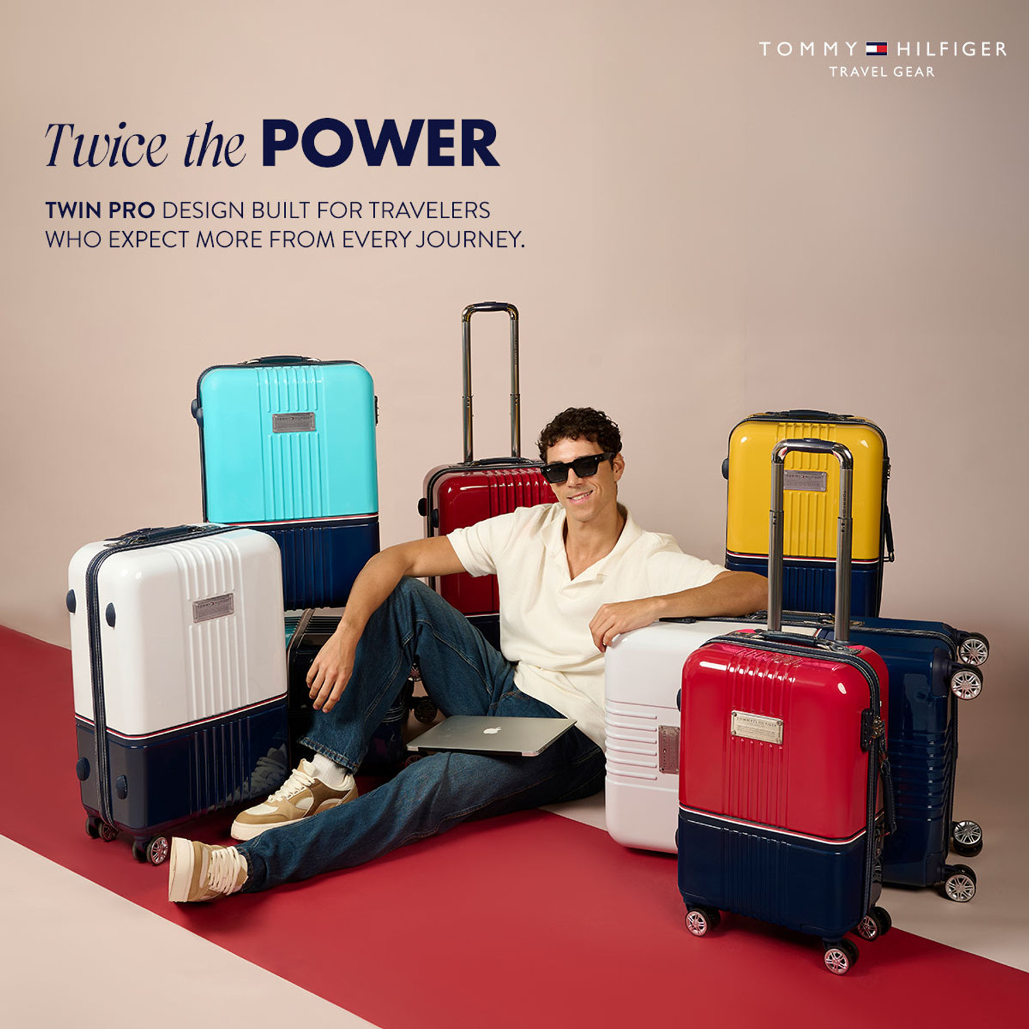 Image of TOMMY HILFIGER Twins Pro Cabin & Check-in Set 8 Wheels - 31 Inch