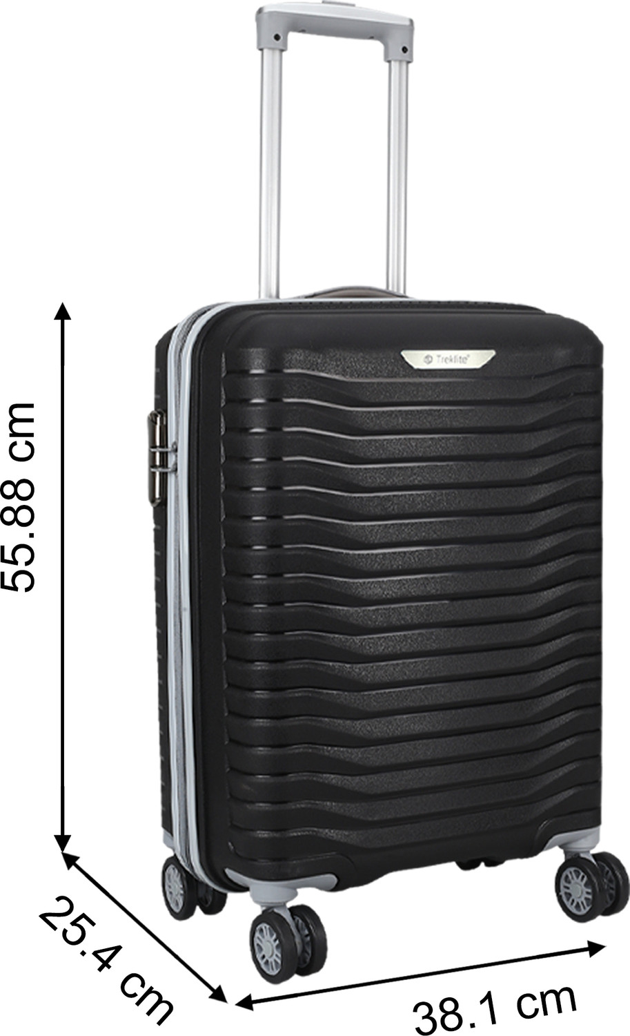 Image of TrekLite Hard Sided,Combination Lock,8 Wheel Trolley Bag For Unisex-Black Cabin & Check-in Set 8 Wheels - 20 inch