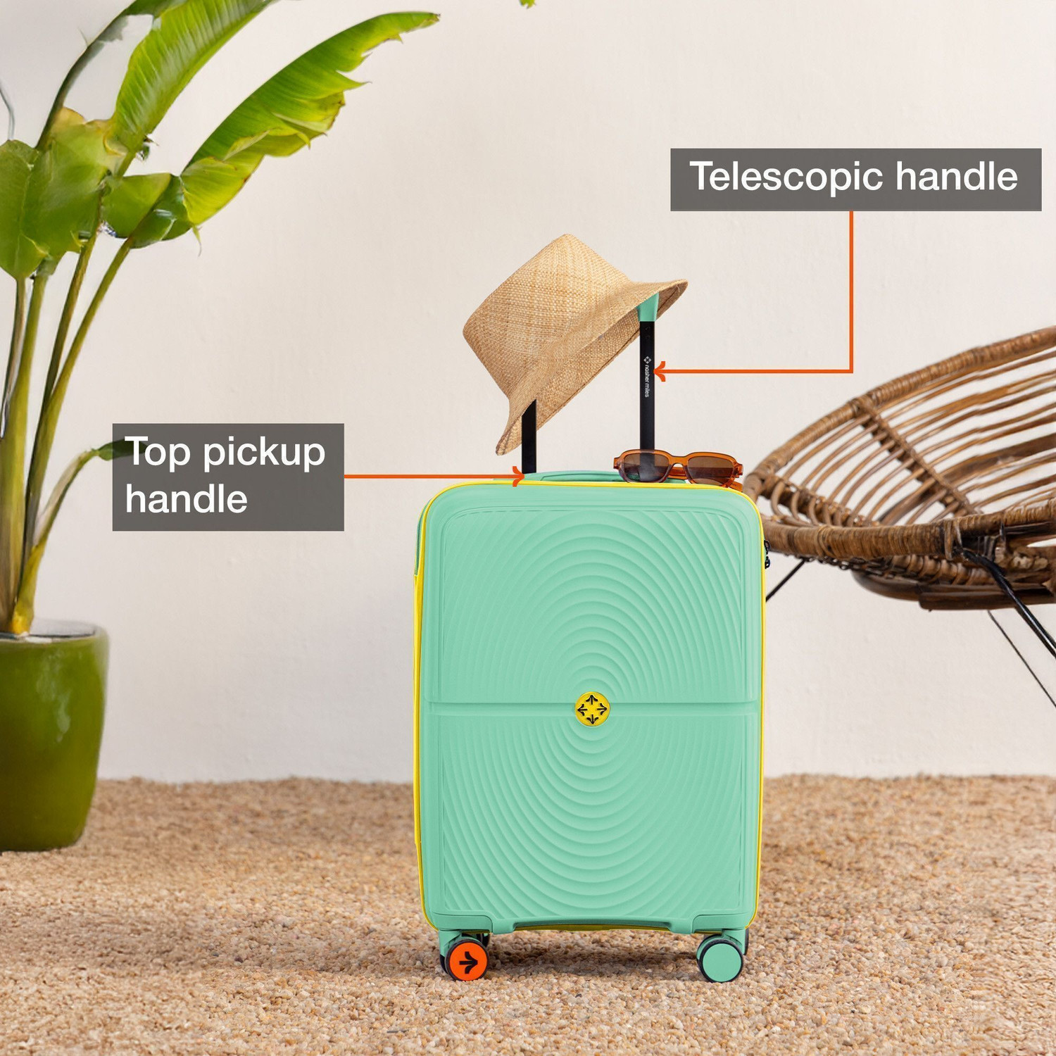 Image of NASHER MILES Bali Polypropylene 20 Inch Carry On Trolley Bag Lightweight Durable for Travel Cabin Suitcase 8 Wheels - 20 inch