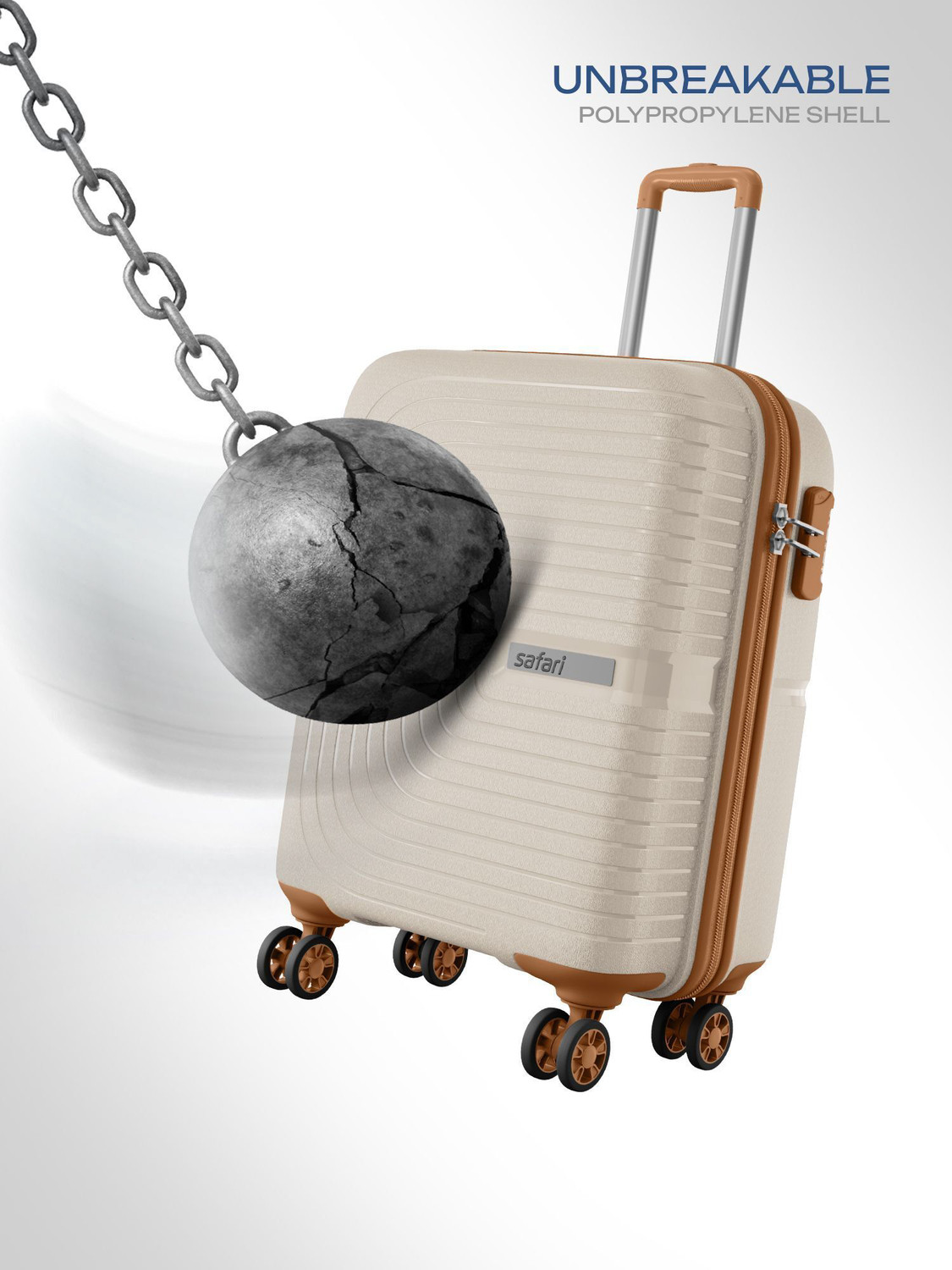 Image of SAFARI Eclipse Neo 55 4W Luxury Beige Cabin Suitcase 8 Wheels - 22 Inches