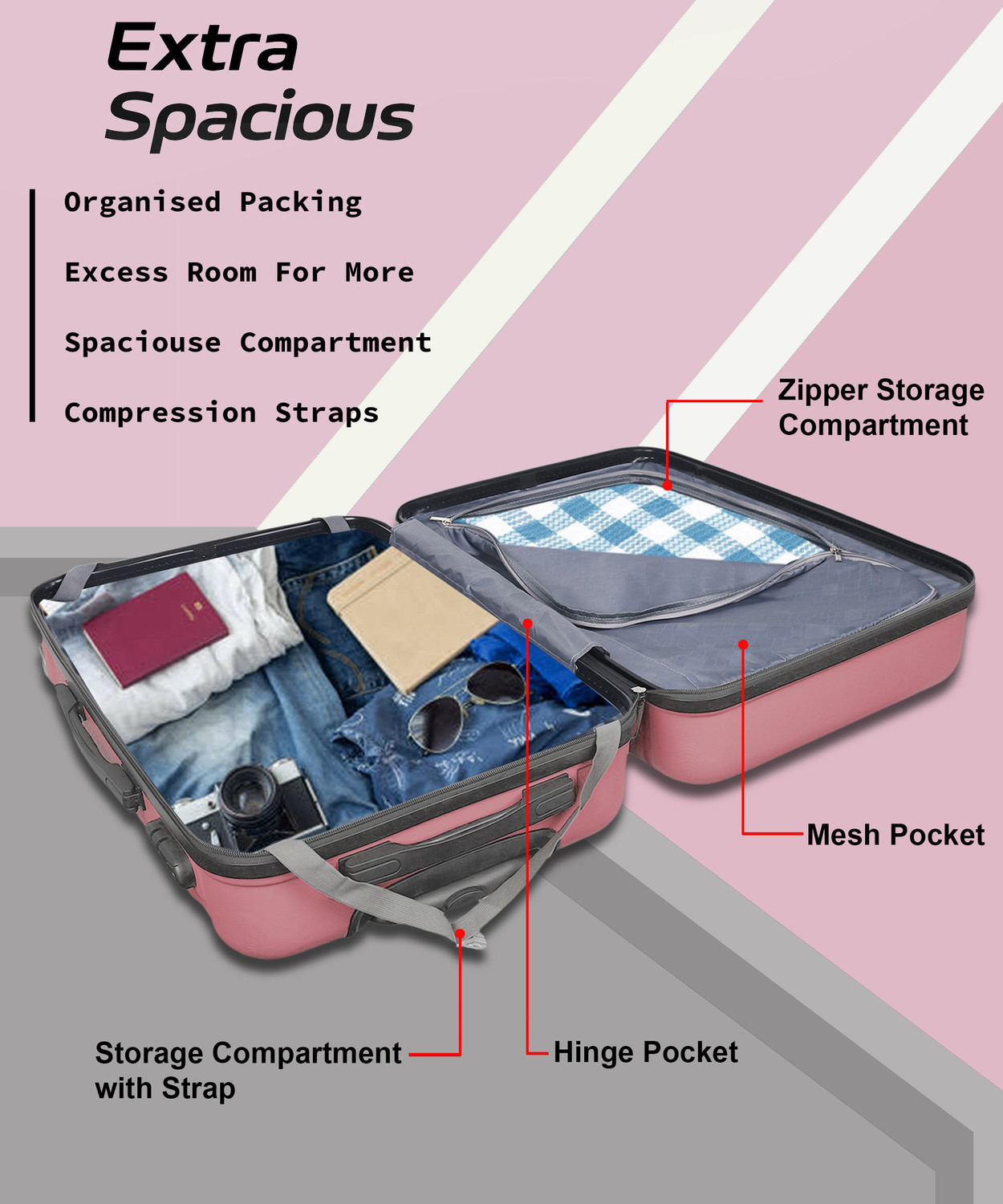 Image of Trillium Minimalist Hardside Luggage Check-In Trolley Bag in Olive Green Expandable Cabin Suitcase 8 Wheels - 20 inch