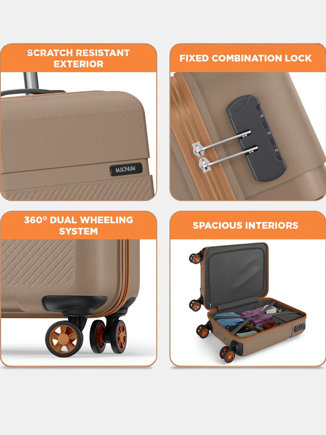 Image of SAFARI Fury 55 4W Fossil Cabin Suitcase 8 Wheels - 22 Inches