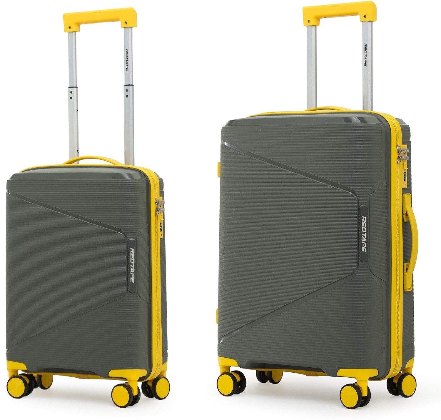 Image of Red Tape Unisex 100 % PP Hard Trolley Bag With Mobile Holder (Medium 64 cm + Small 54 cm) Cabin & Check-in Set 8 Wheels - 24 inch