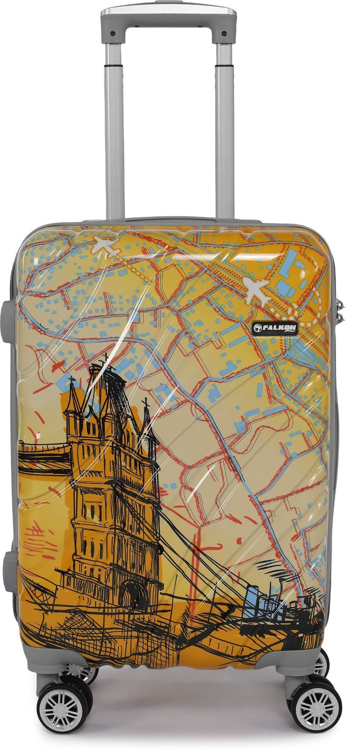 Image of FALKON LONDON BRIDGE Polycarbonate 8 Double Wheels, Light Weight Unbreakable Suitcase Cabin Suitcase 8 Wheels - 22 inch