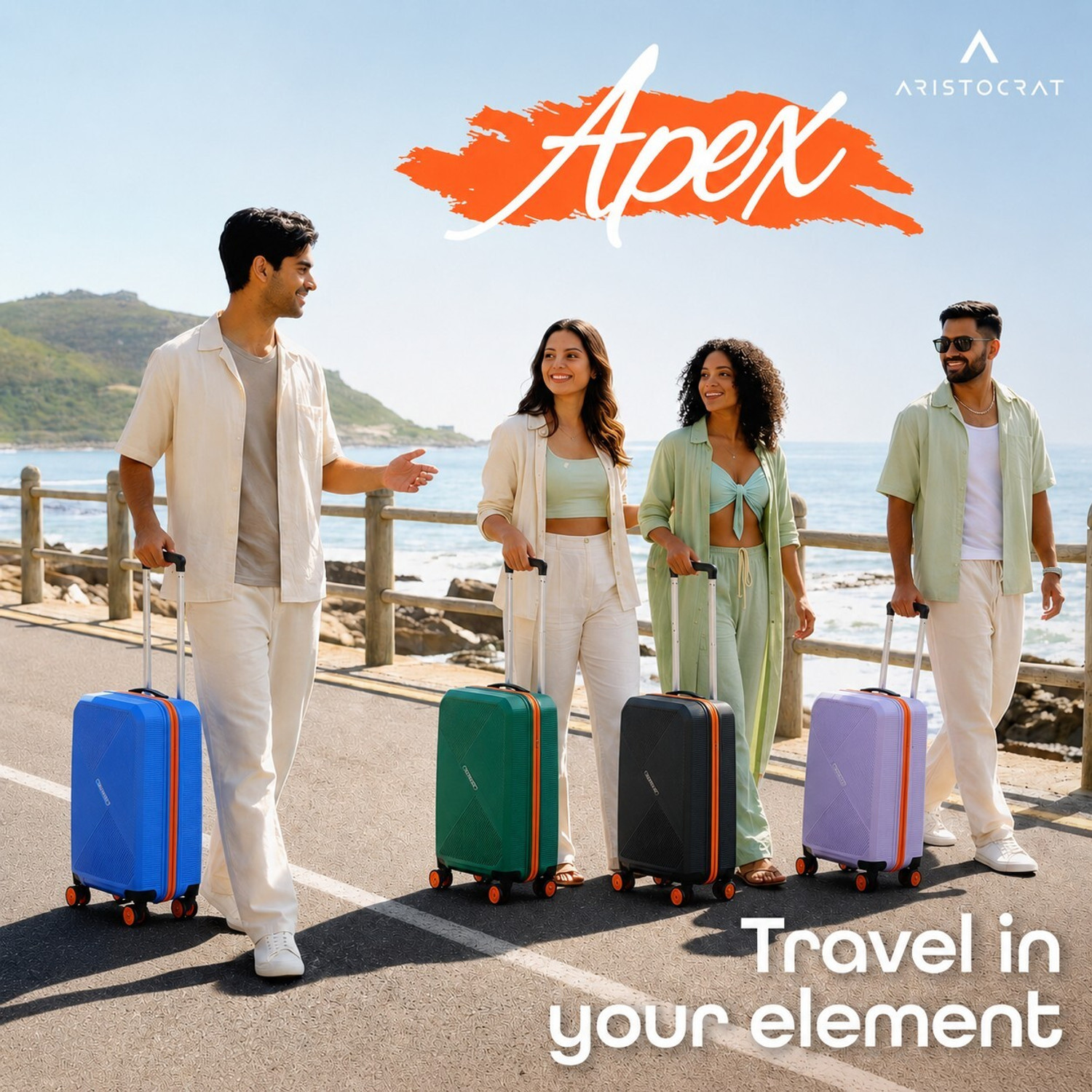 Image of ARISTOCRAT Apex Hard Side Polypropylene Luggage | Trolley Bag with Combination Lock Check-in Suitcase 8 Wheels - 27 Inch