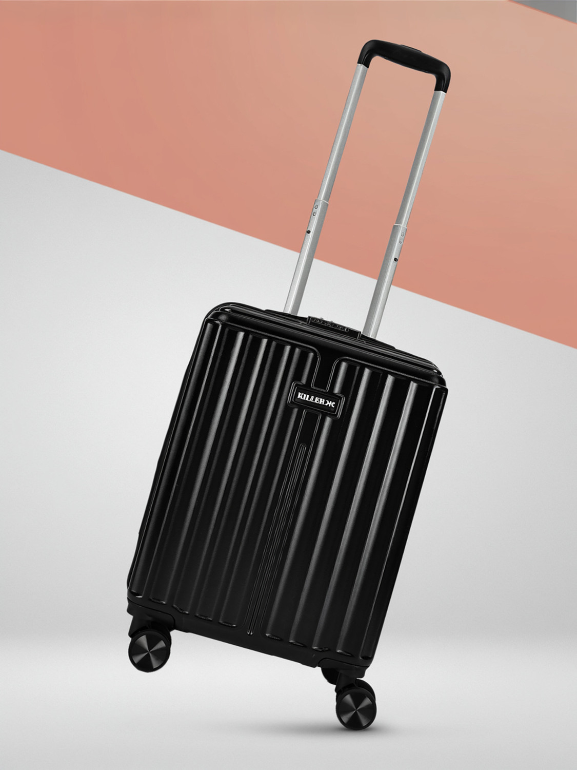 Image of KILLER Vicosta-Light-Weight & Durable Polycarbonate Black Hard Luggage Check-in Suitcase 8 Wheels - 20 Inch