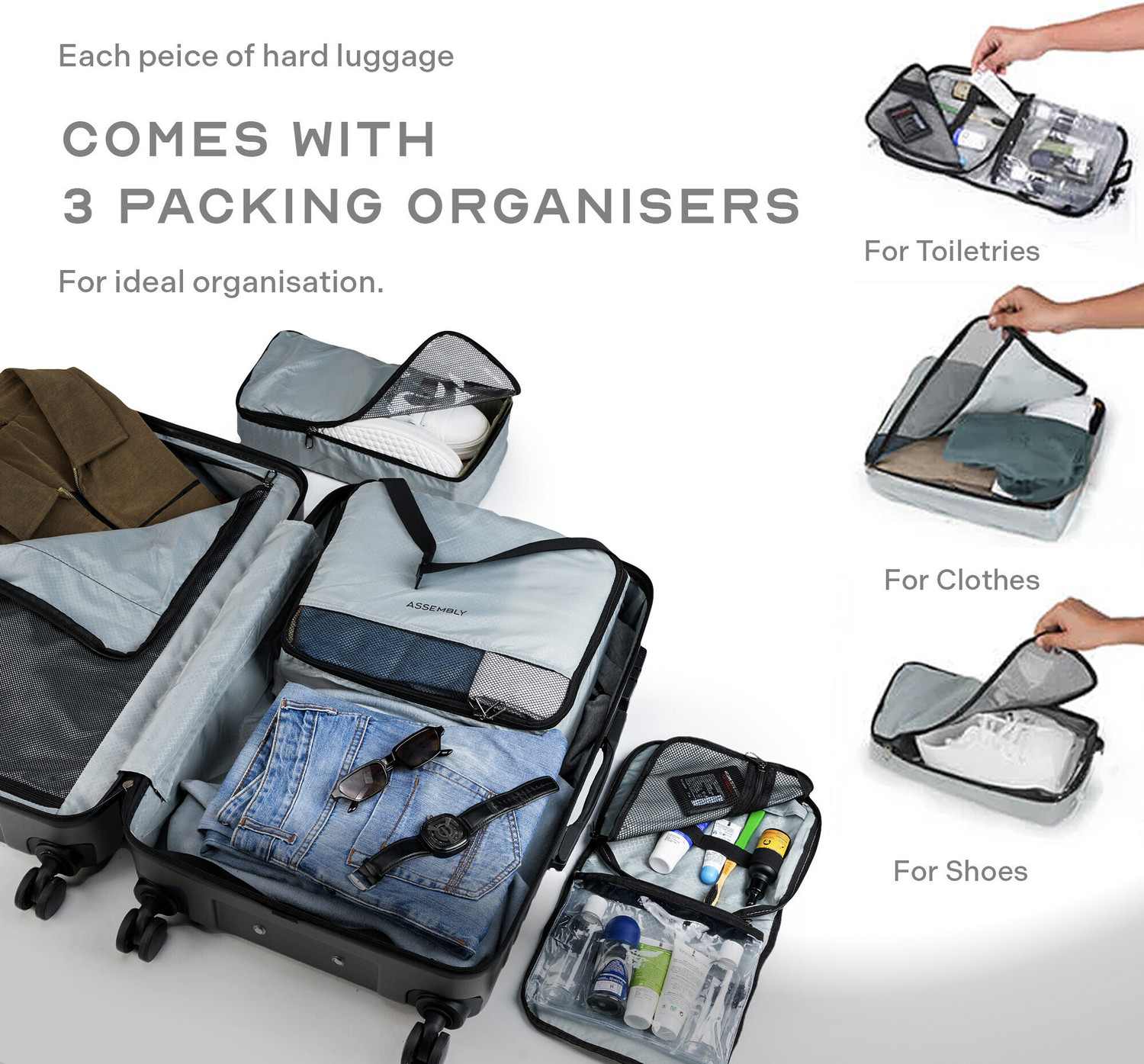 Image of Assembly Hardsided Trolley Bag Combo 2 Set - Cabin Suitcase & Large Check-in Trolley Cabin & Check-in Set 8 Wheels - 28 inch