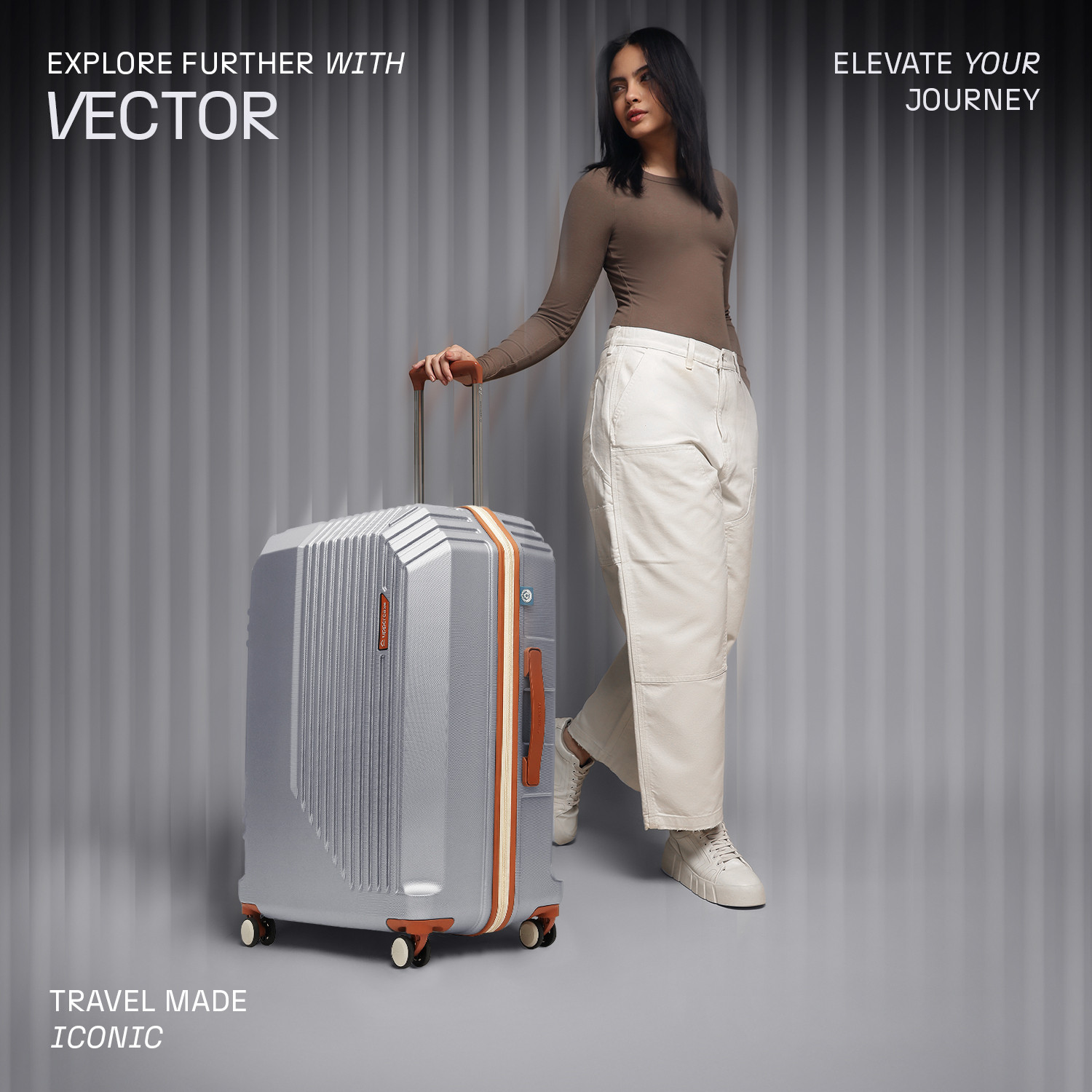 Image of Uppercase Vector Set of 3 (S+M+L) Trolley Bag 8 Wheel Luggage TSA Lock Anti-Theft Zippers Cabin & Check-in Set 8 Wheels - 30 inch