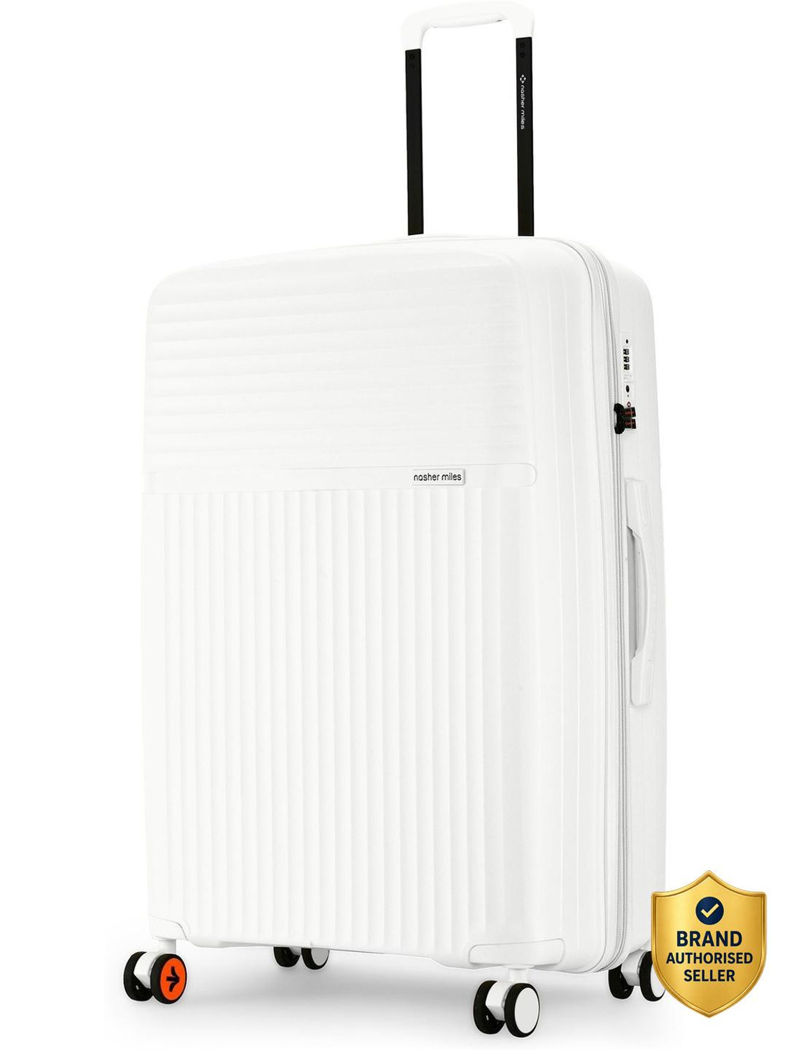Image of NASHER MILES Krabi Expander Hardside Polypropylene Check-in White 75cm Trolley Bag Expandable Check-in Suitcase 8 Wheels - 28 inch