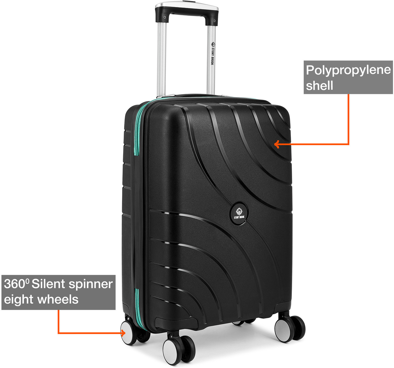 Image of Stony Brook by Nasher Miles Cascade Hard-Sided Polypropylene 55cm Spinner Trolley Bag for Travel Use Cabin Suitcase 8 Wheels - 20 inch