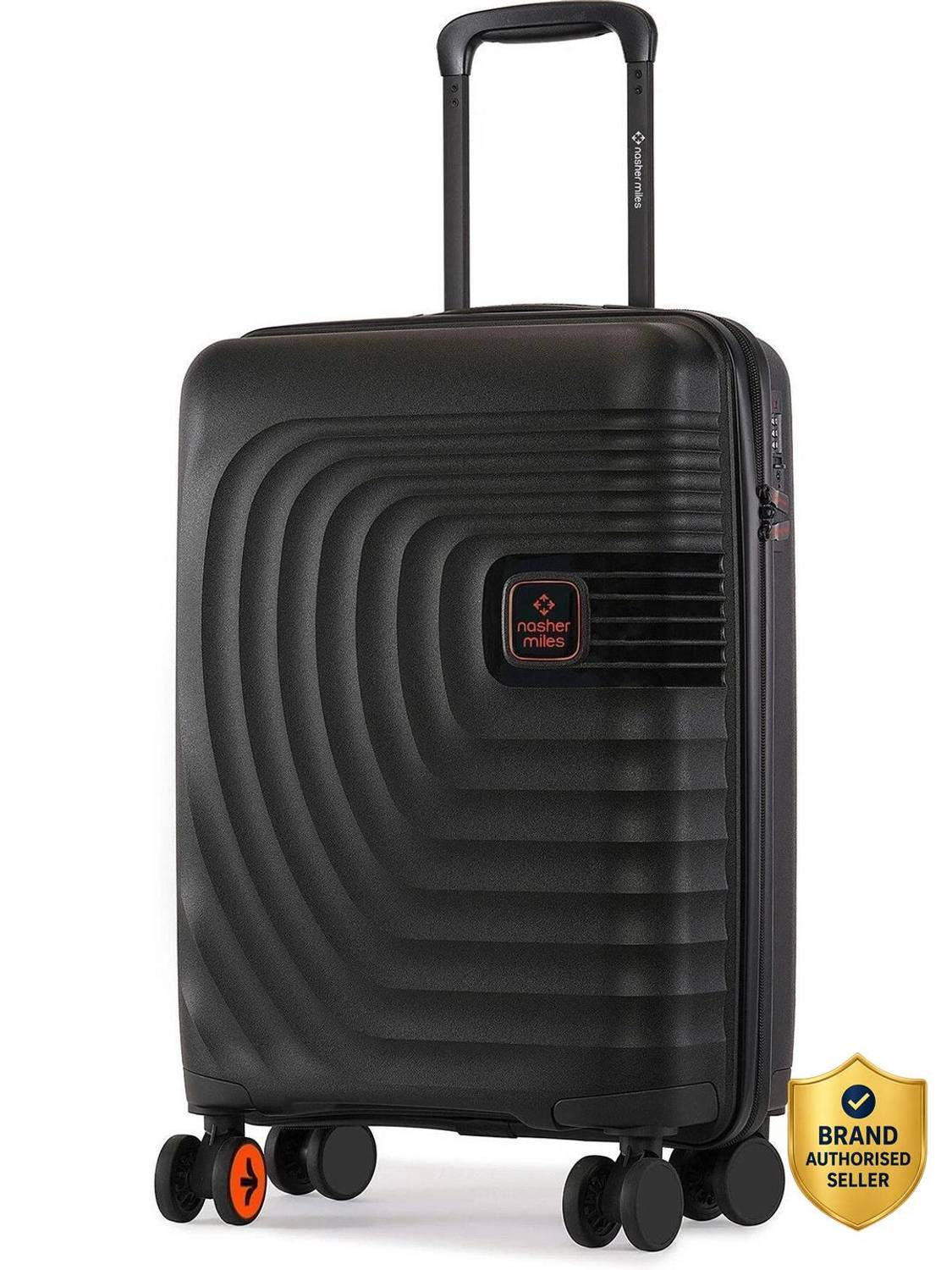 NASHER MILES Boston Hard-Sided Polypropylene Cabin Luggage Black 55cm Trolley Bag Cabin Suitcase 8 Wheels - 20 inch
