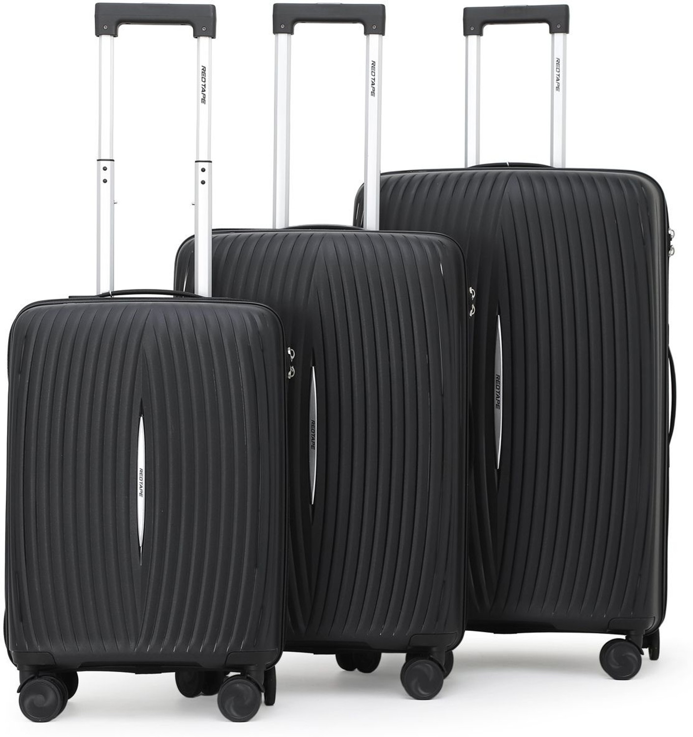 Image of Red Tape Unisex Polypropylene Hard Trolley Bag (Large 75 cm + Medium 65 cm + Small 55 cm) Cabin & Check-in Set 8 Wheels - 28 inch