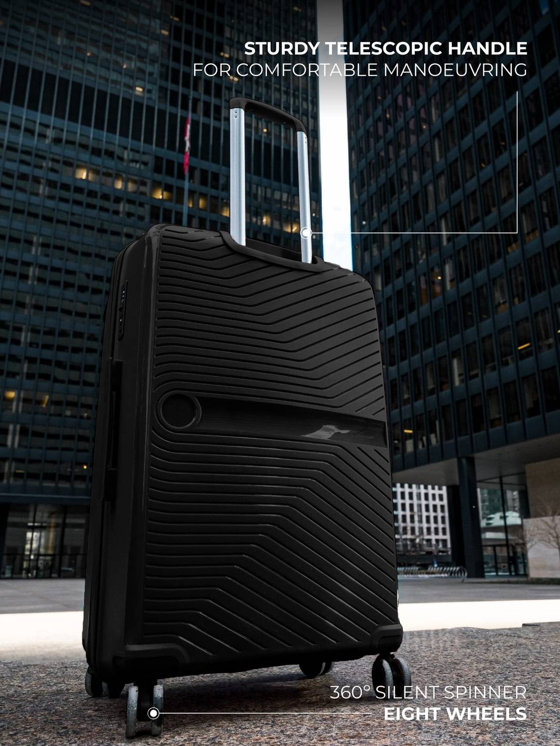 NASHER MILES Bruges Hard-sided Luggage Set of 3 Black Trolley Bags