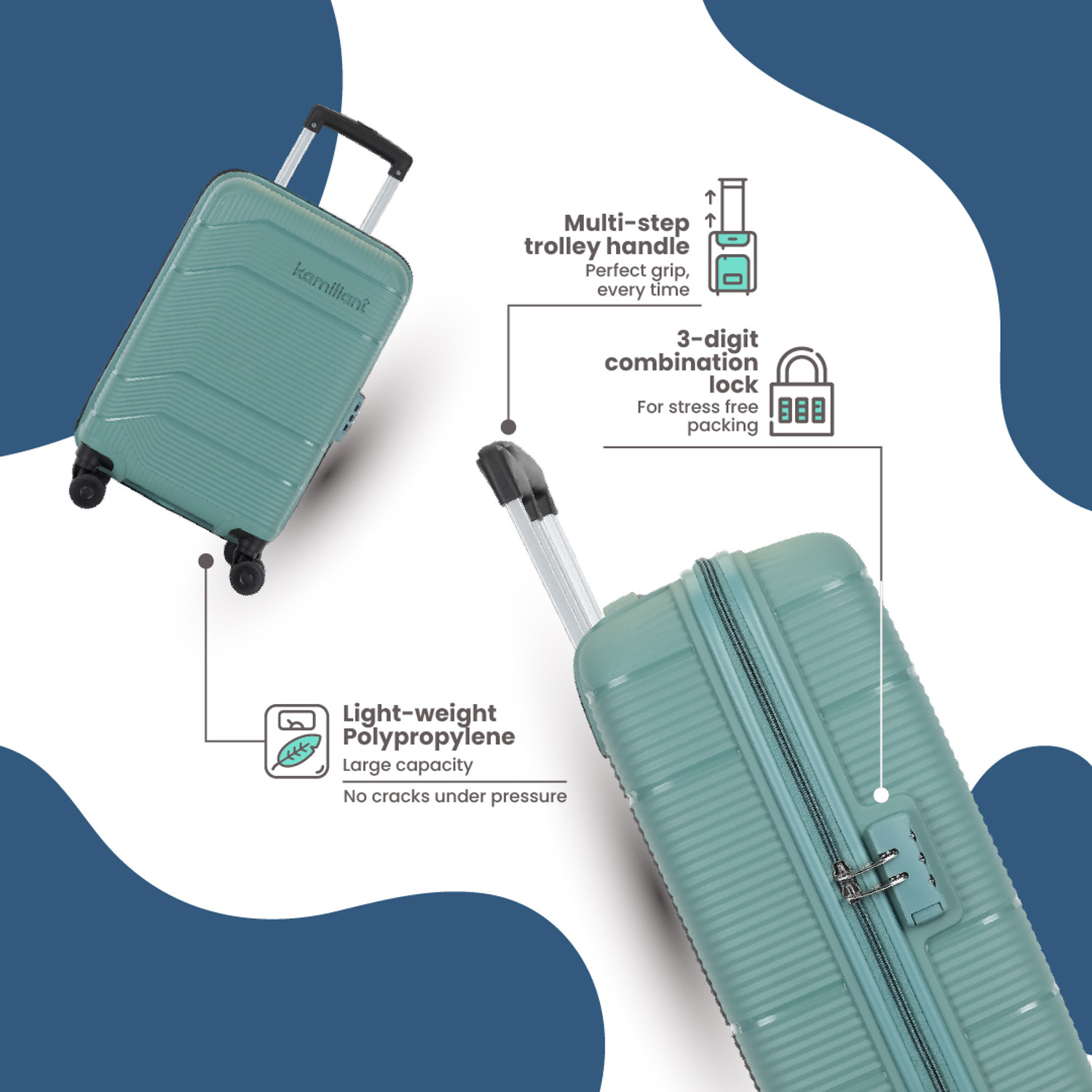 Image of KAMILIANT by American Tourister ARMOR Cabin Suitcase 8 Wheels - 21 inches