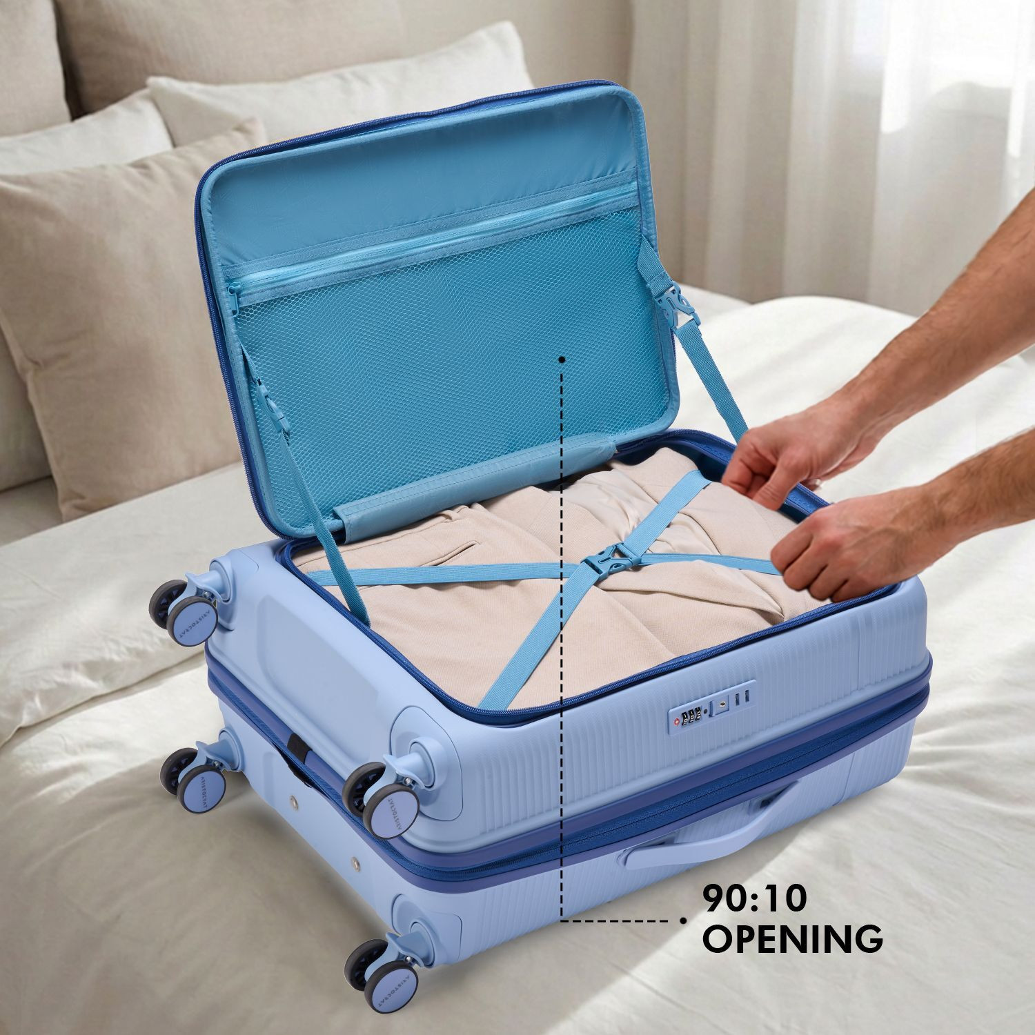 Image of ARISTOCRAT Solana Check-in Trolley Bag | Front Opening Hard Luggage with TSA Lock Check-in Suitcase 8 Wheels - 30 inch