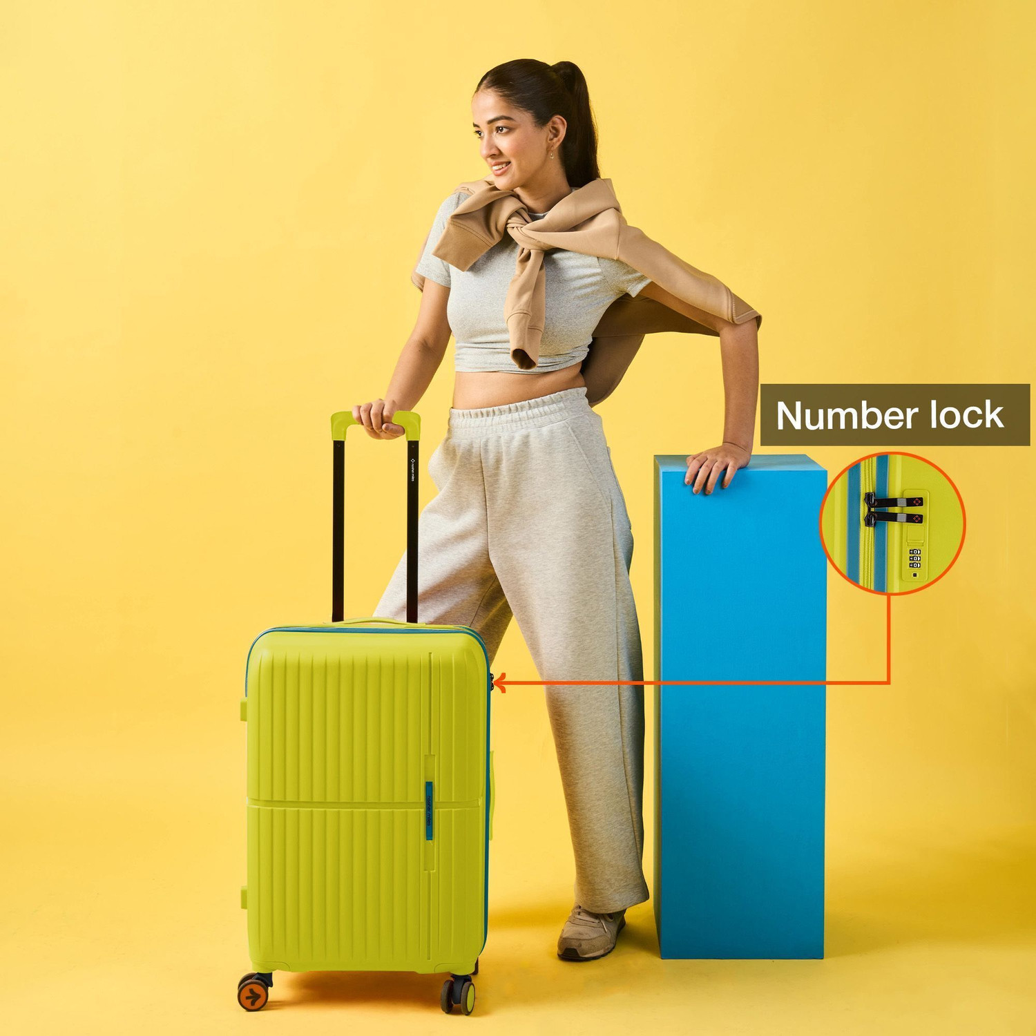 Image of NASHER MILES Springfield HardSide Polypropylene Luggage Set of 2 Green Trolley Bag(55&65cm) Cabin & Check-in Set 8 Wheels - 24 inch