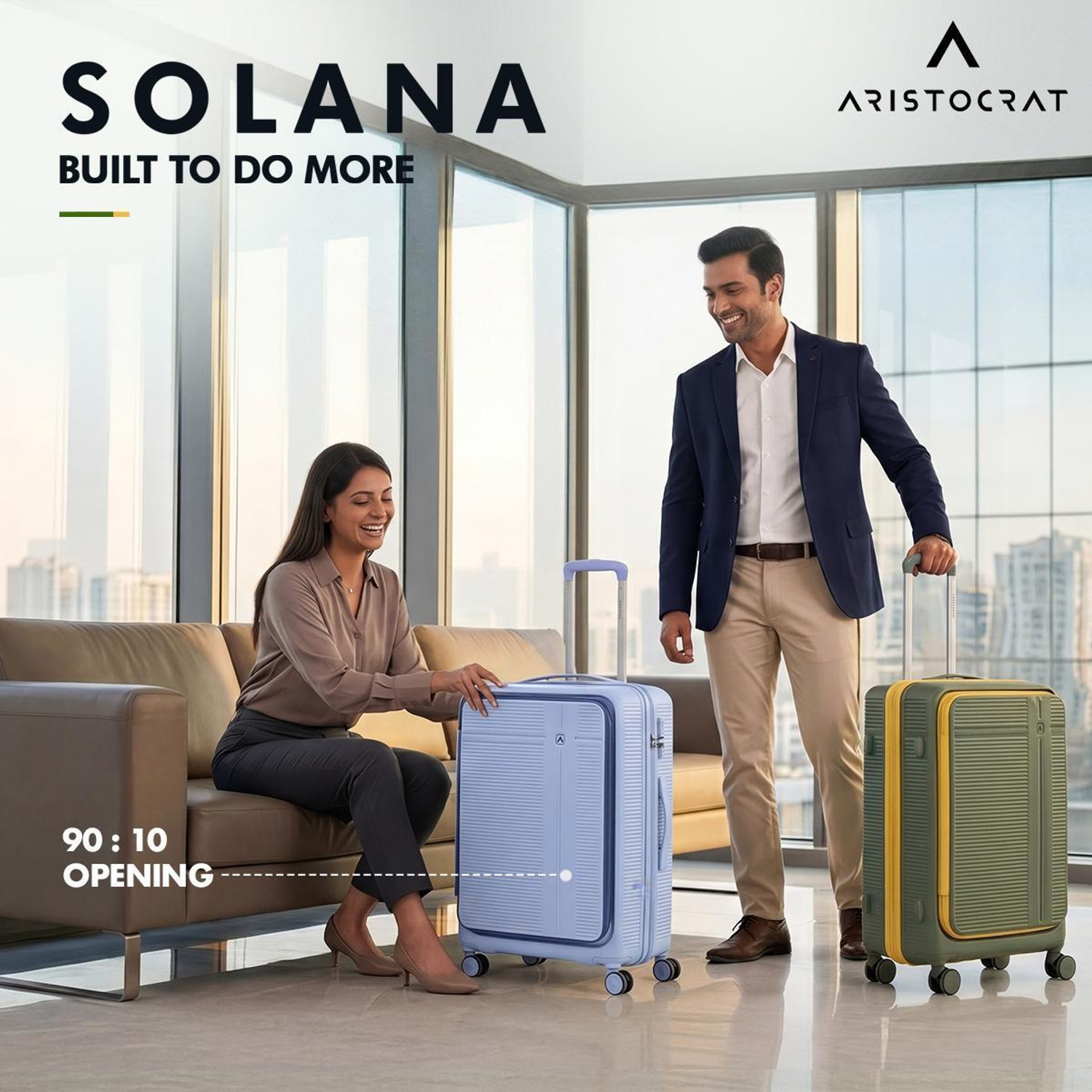 Image of ARISTOCRAT Solana Check-in Trolley Bag | Front Opening Hard Luggage with TSA Lock Check-in Suitcase 8 Wheels - 30 inch