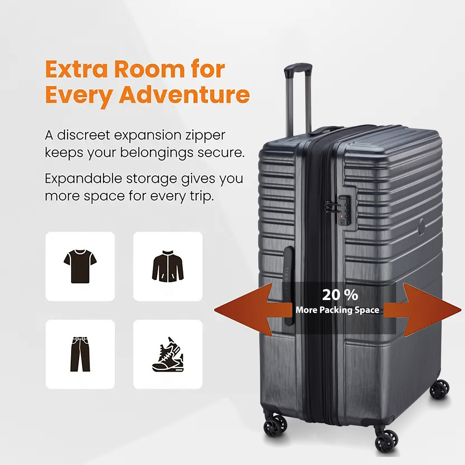 Image of DELSEY PARIS ALEXANDRA Expandable Check-in Suitcase 8 Wheels - 28 Inch