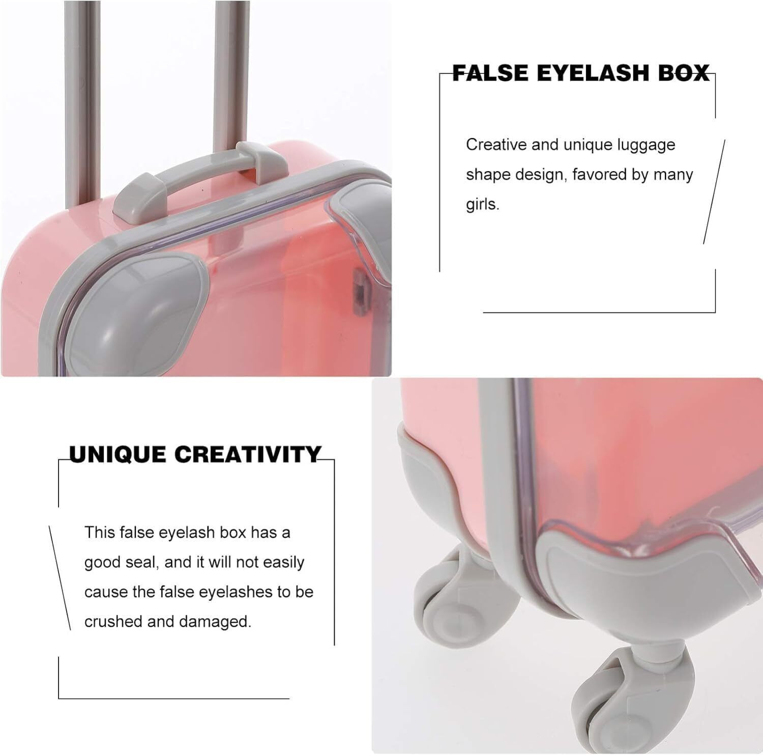Image of ALERIP Plastic Mini Eyelash Luggage Case, Mini Trolley Suitcase Candy Box for Lashes Expandable Cabin Suitcase 4 Wheels - 10 inch