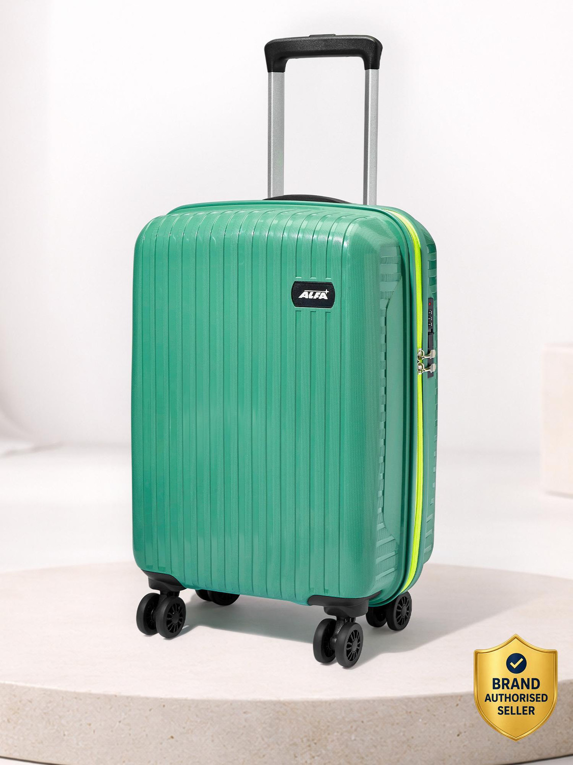 Image of ALFA by VIP Excel Secure Hard Side Luggage | Trolley Bag With Flushed Combination Lock Cabin Suitcase 8 Wheels - 21 Inch
