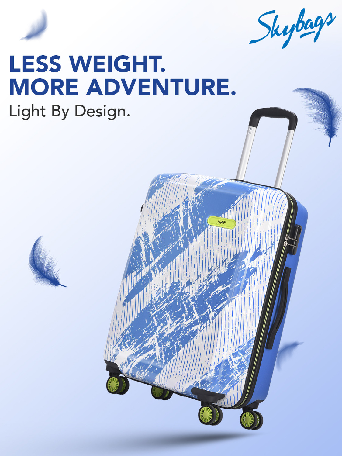 Image of SKYBAGS Stroke Neo Printed Hard Side Trolley Bag Lightweight, Stylish Travel Luggage Cabin & Check-in Set 8 Wheels - 30 Inch