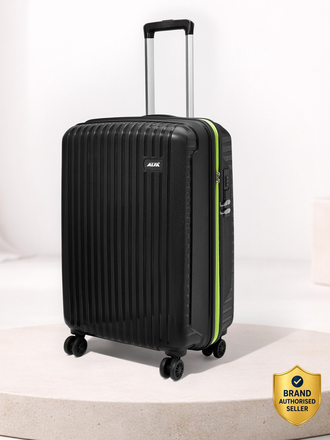 Image of ALFA by VIP Excel Secure Hard Side Luggage | Trolley Bag With Flushed Combination Lock Cabin Suitcase 8 Wheels - 21 Inch