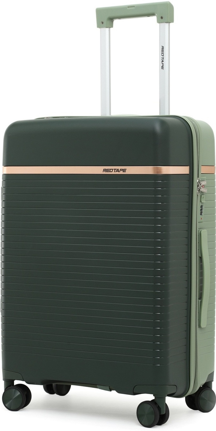 Image of Red Tape Unisex 60L Polypropylene Hard Trolley Bag With Mobile Holder Check-in Suitcase 8 Wheels - 24 inch