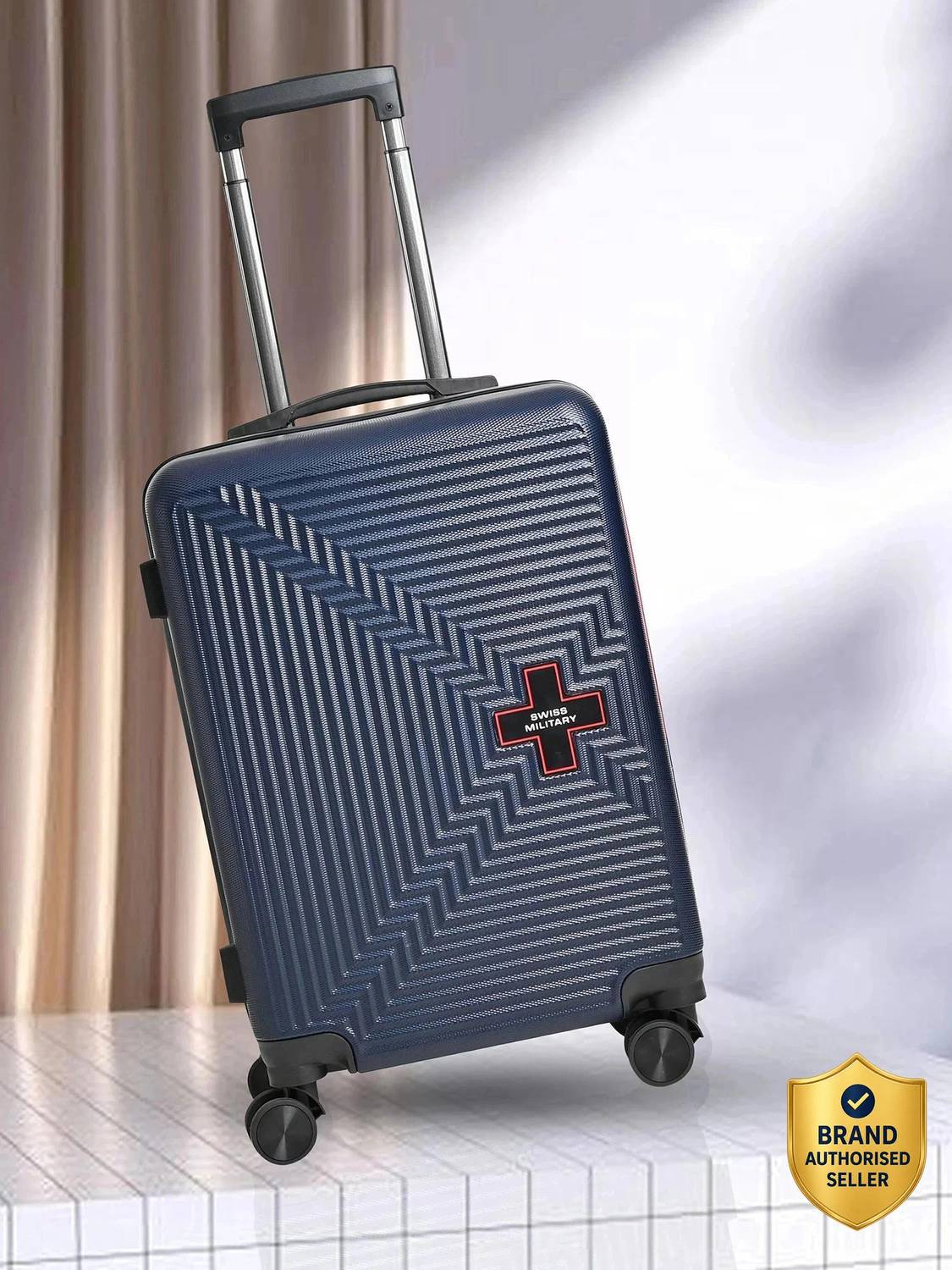 SWISS MILITARY MOSAIC Hard Top 28 Inch Luggage Trolley Bag Black CARBON FIBER Cabin Suitcase 8 Wheels - 28 inch