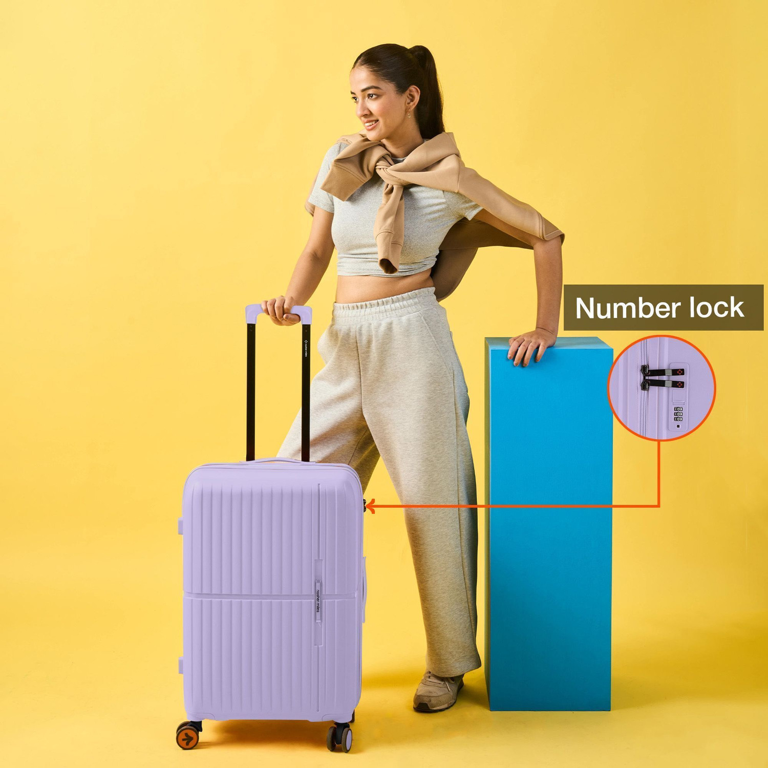 Image of NASHER MILES Springfield Hard-Sided Polypropylene Pastel Purple 65cm Trolley Bag Check-in Suitcase 8 Wheels - 24 inch