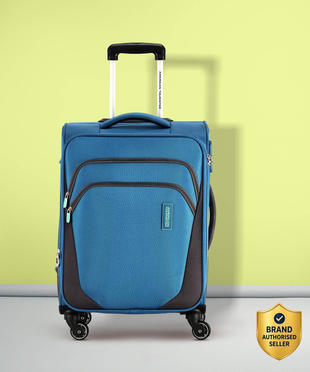 AMERICAN TOURISTER KANSAS SPINNER 57 CM BLUE Expandable Cabin Suitcase 4 Wheels - 22 Inch
