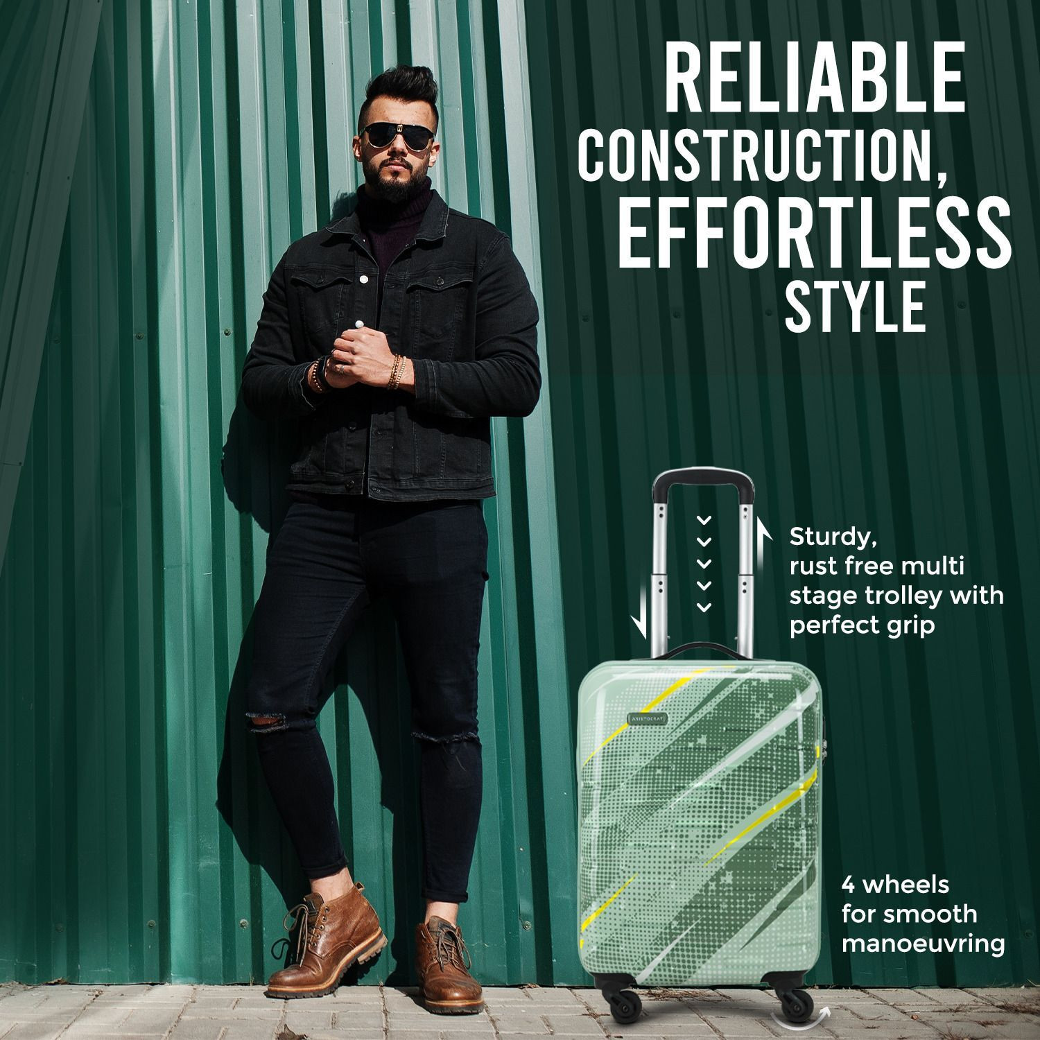 Image of ARISTOCRAT Radiance Cabin Trolley, 55cm, Small Hard Luggage| 4-Wheel Suitcase For Travel Cabin Suitcase 4 Wheels - 22 inch