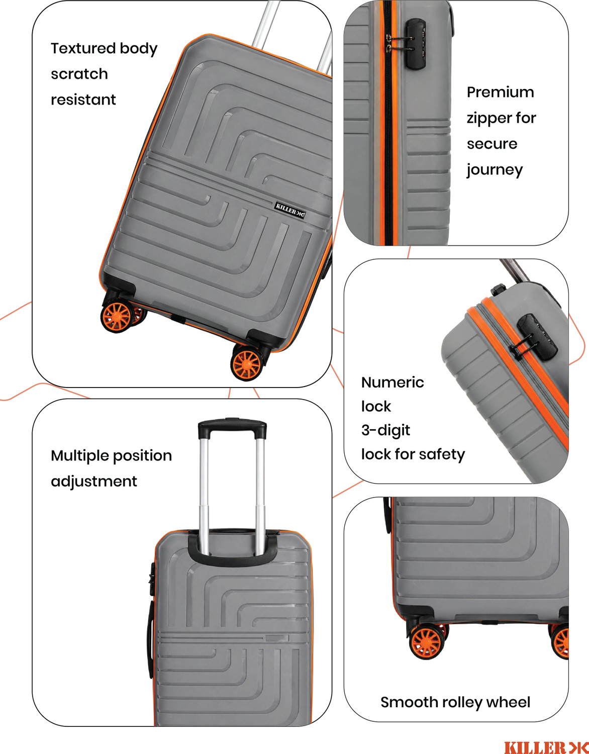 Image of KILLER Tokyo Expandable Check-in Suitcase 8 Wheels - 24 inch