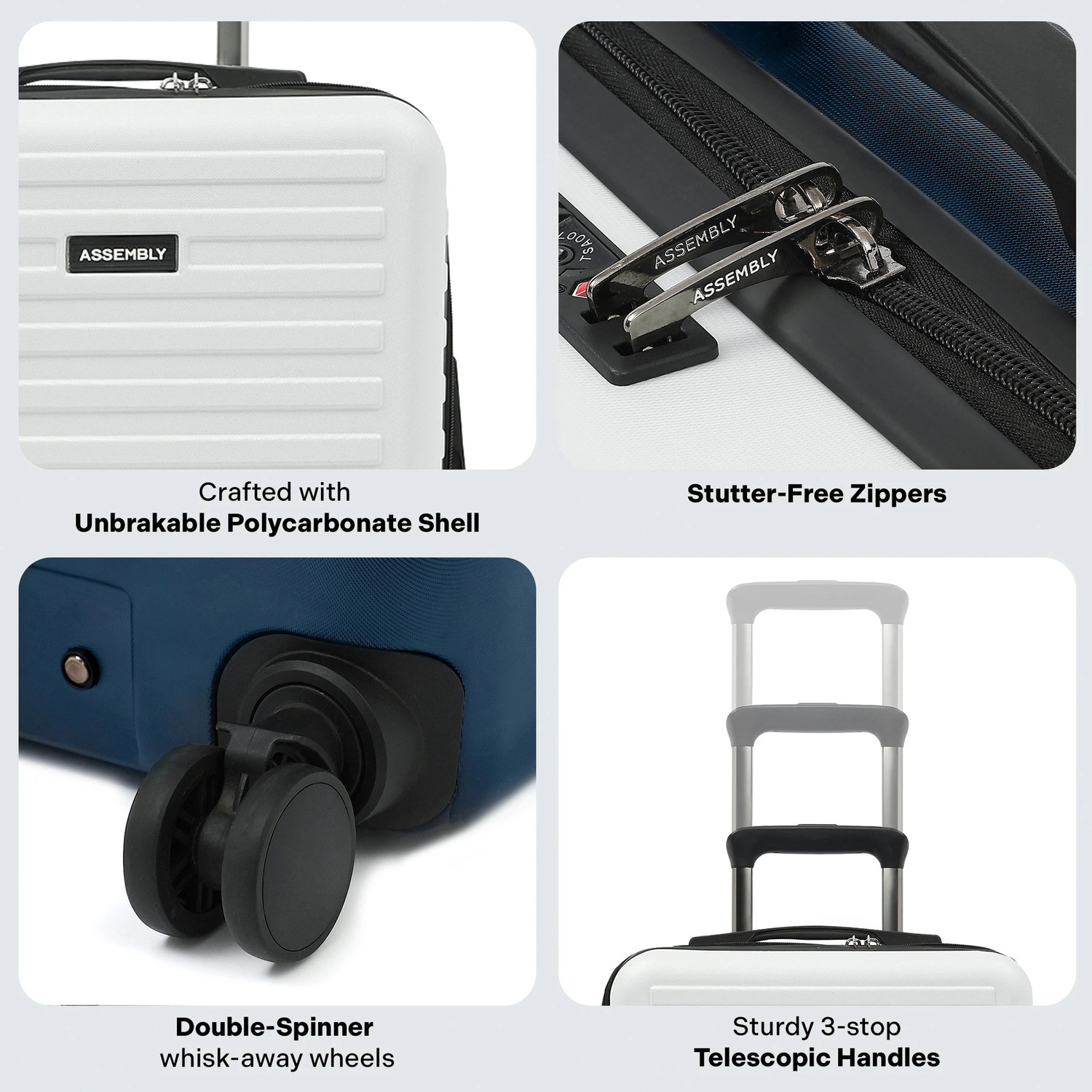 Image of Assembly Medium and Large Check-in Suitcase - Polycarbonate Trolley Combo Check-in Suitcase 8 Wheels - 24 inch