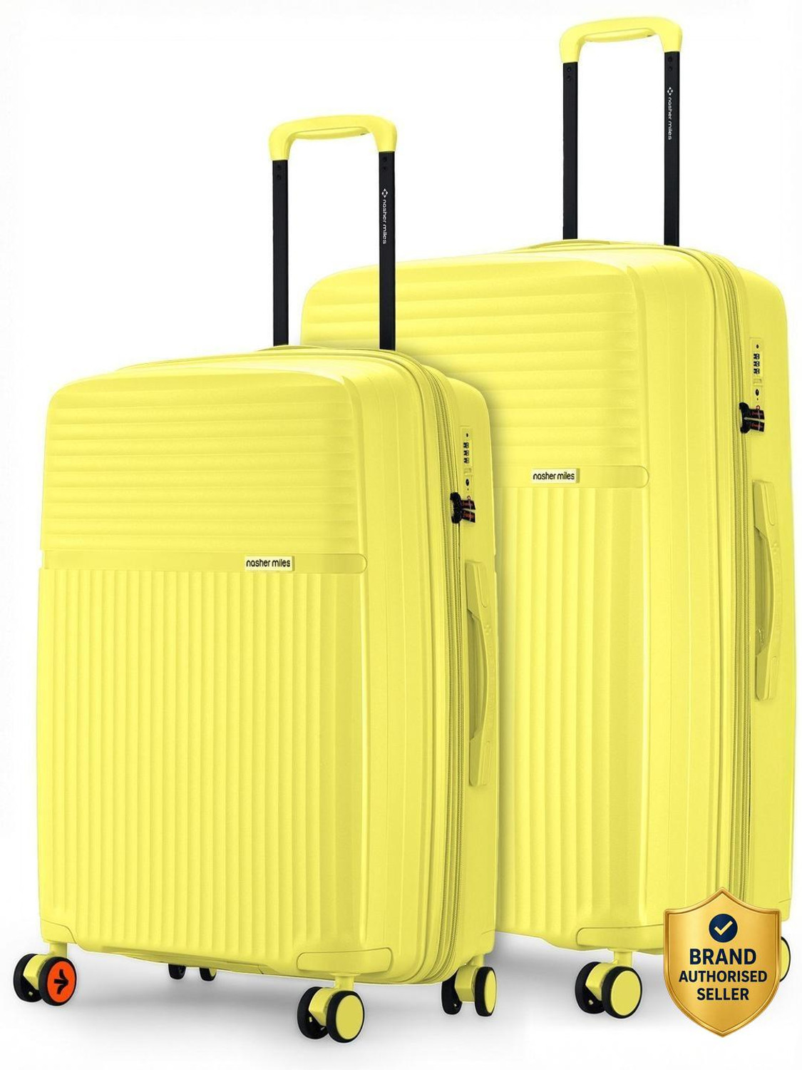 Image of NASHER MILES Krabi Expander Hardside Polypropylene Yellow Trolley Bags (65 & 75cm) Expandable Check-in Suitcase 8 Wheels - 28 inch
