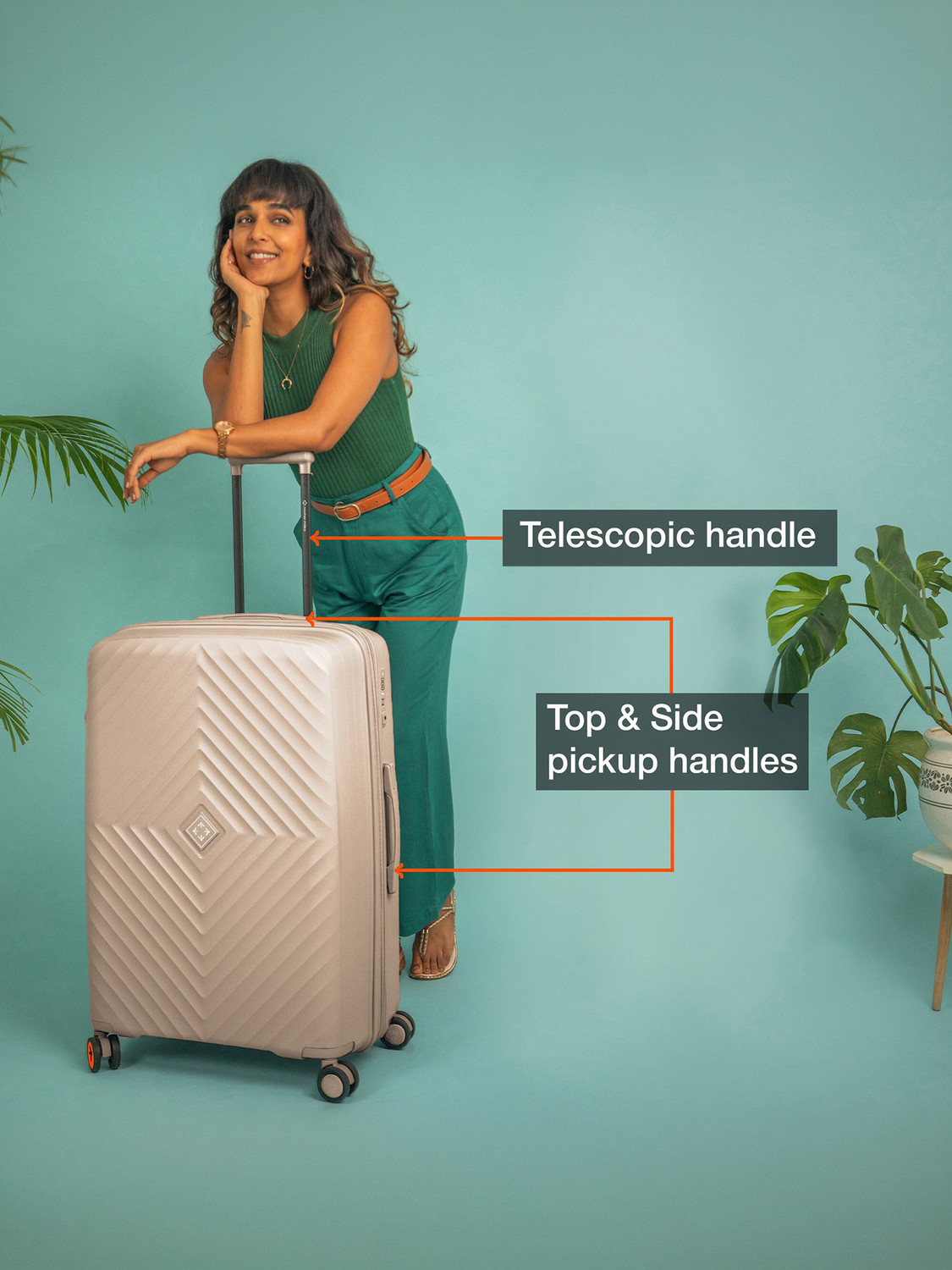Image of NASHER MILES Antwerp Expander Hardside Polypropylene Check-in Champagne 75CM Trolley Bag Expandable Check-in Suitcase 8 Wheels - 28 inch