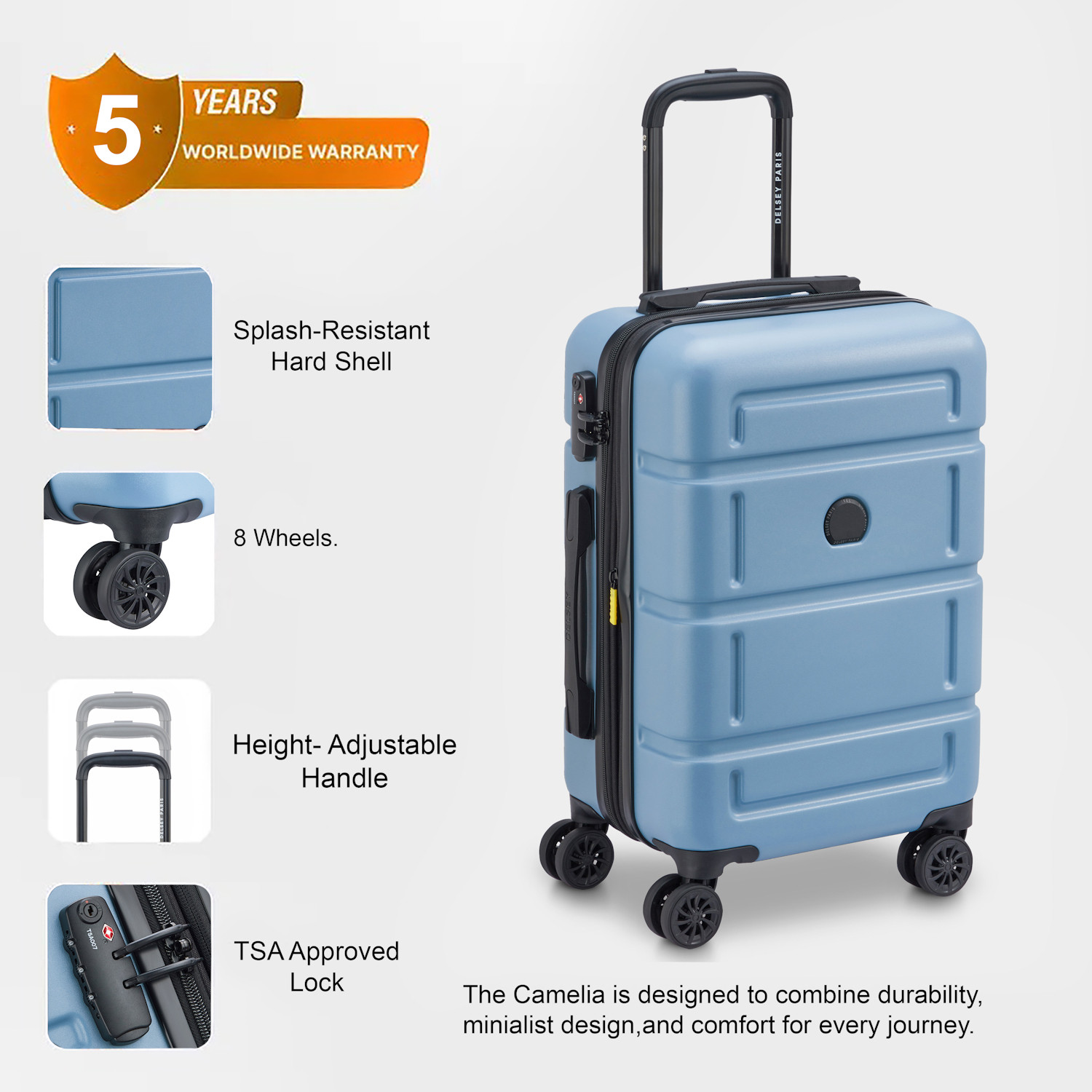 Image of DELSEY PARIS CAMELIA Expandable Cabin Suitcase 8 Wheels - 22 Inch