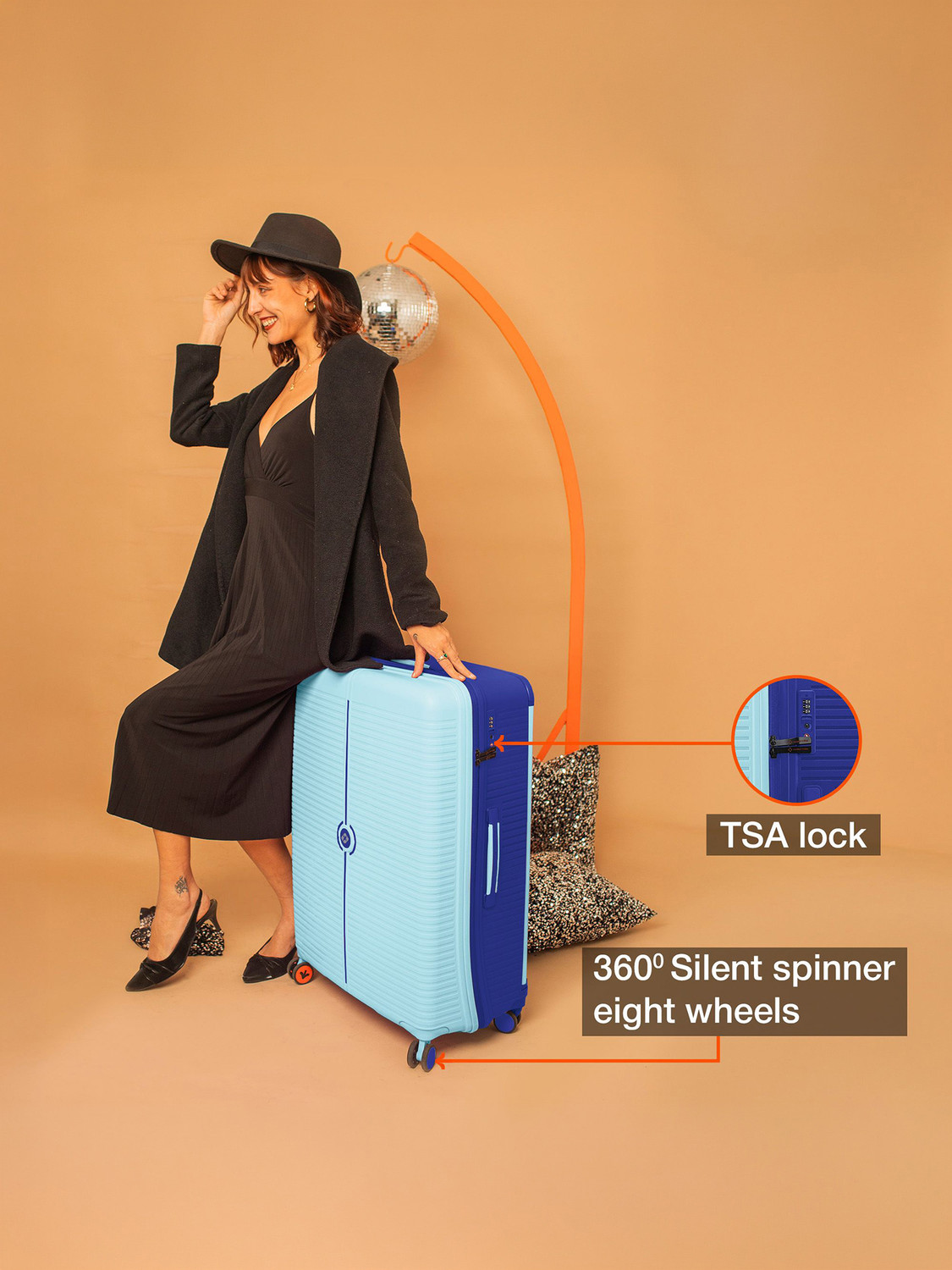 Image of NASHER MILES Dubai TSA Lock Hard-Sided Polypropylene Luggage Set Trolley Bags (65&75) Check-in Suitcase 8 Wheels - 28 inch