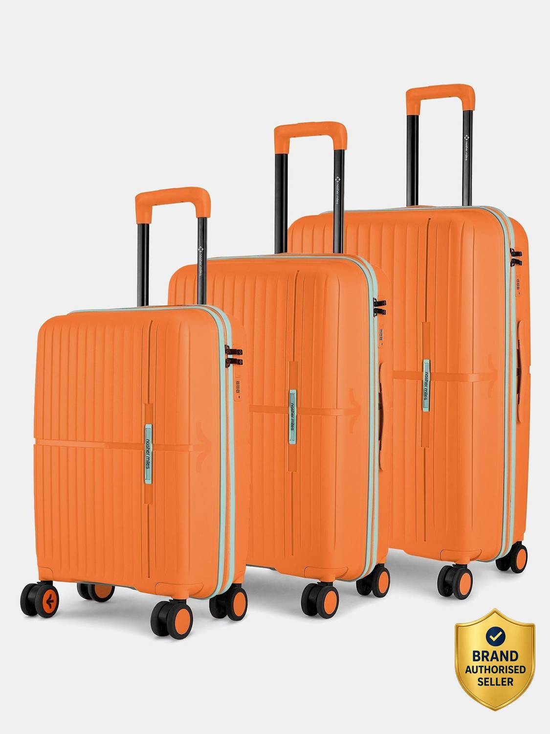 NASHER MILES Springfield HardSide Polypropylene 3 Orange Trolley Bag(55,65&75cm) Cabin & Check-in Set 8 Wheels - 28 inch