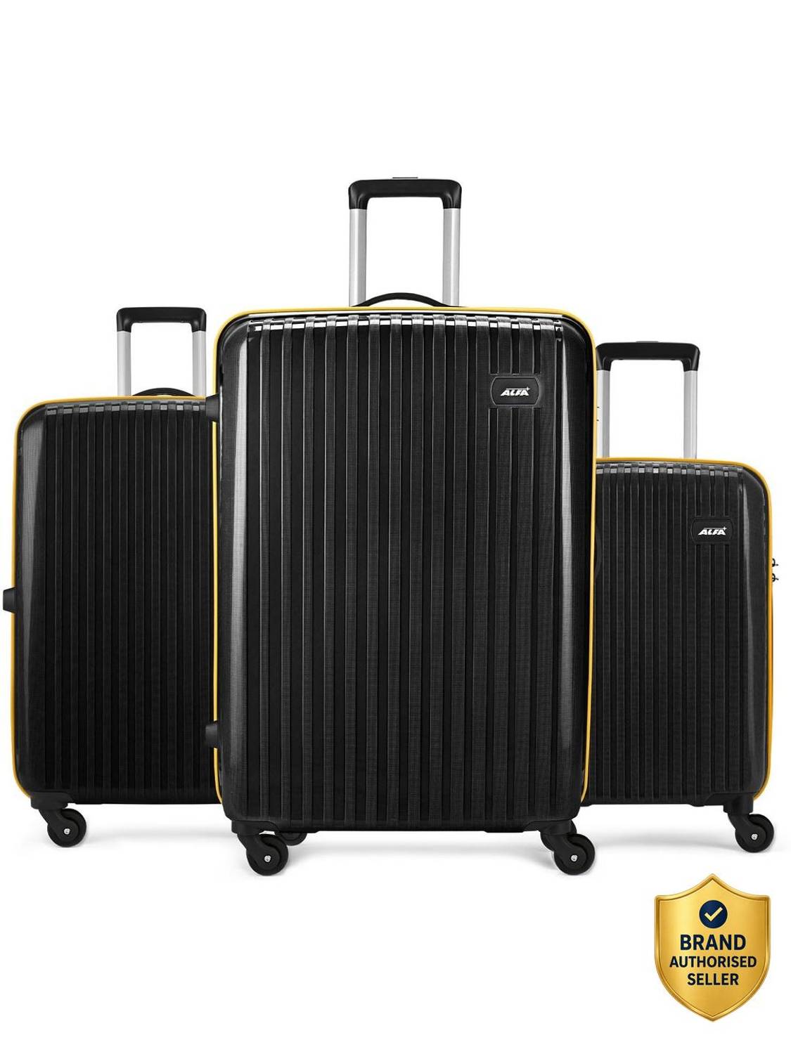 ALFA by VIP Excel of 3 (Small 55cm Medium 65cm Large 75cm) Suitcase Cabin & Check-in Set 8 Wheels - 30 Inch