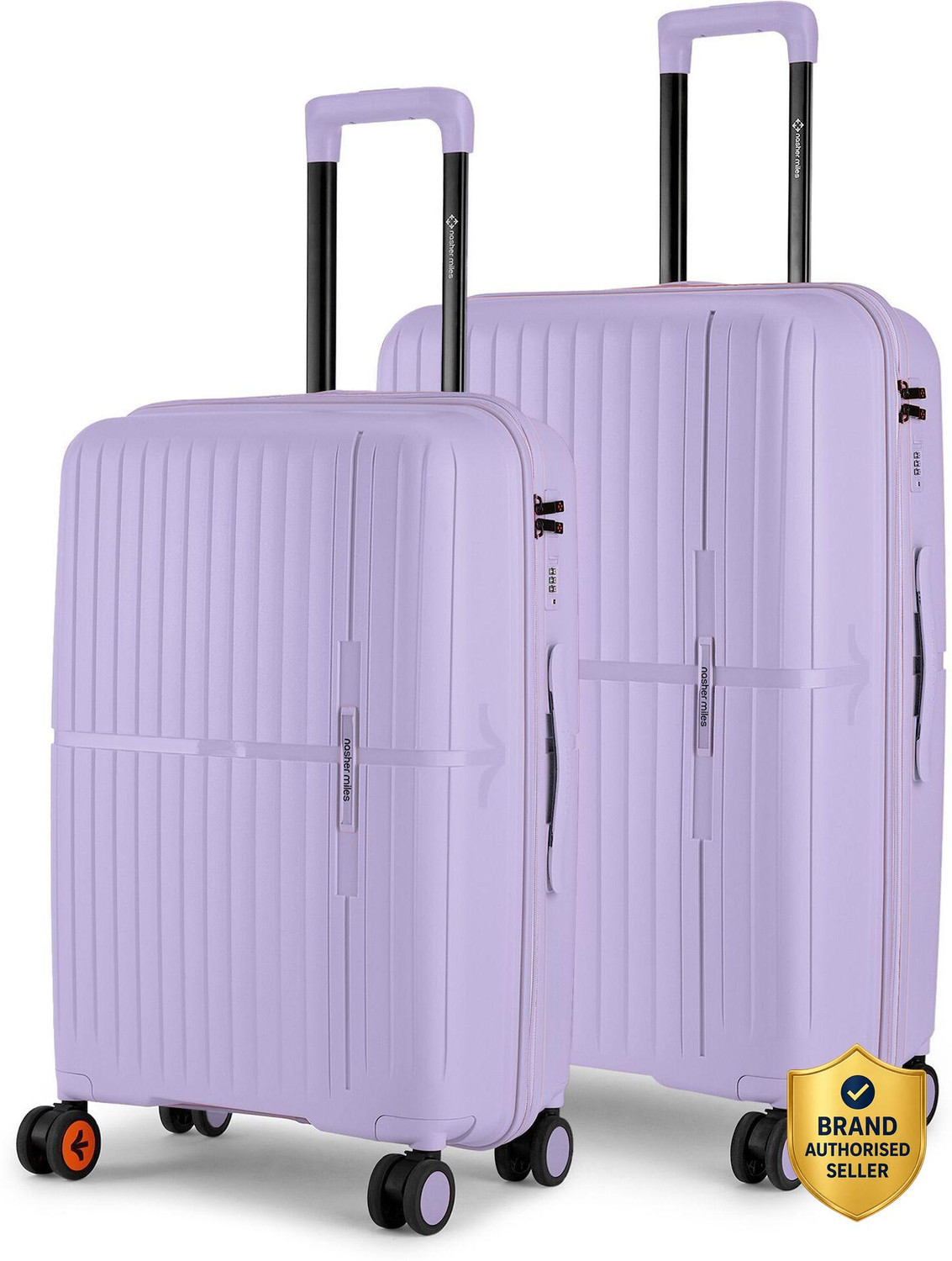 Image of NASHER MILES Springfield HardSide Polypropylene Set of 2 Pastel Purple Trolley Bag(65&75cm) Check-in Suitcase 8 Wheels - 28 inch