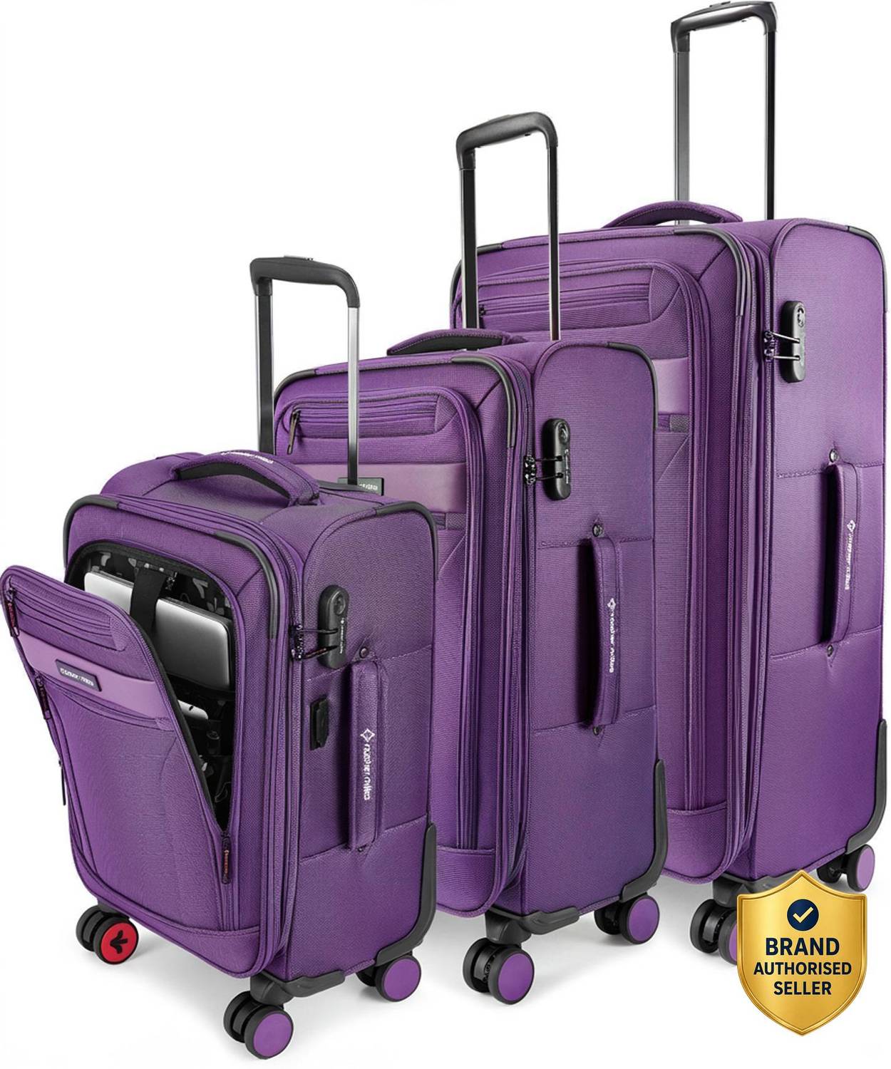 NASHER MILES Berlin Expander Soft-Sided Polyester 55, 65 & 75 cm Small, Medium & Large Bags Expandable  Cabin & Check-in Set 8 Wheels - 28 inch