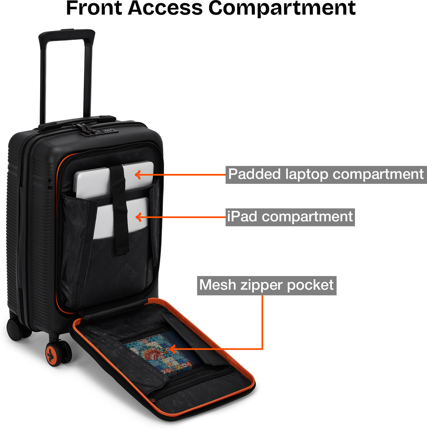 Image of NASHER MILES Shibuya Polypropylene 20 Inch Carry On Trolley Bag with Laptop Compartment Cabin Suitcase 8 Wheels - 20 inch