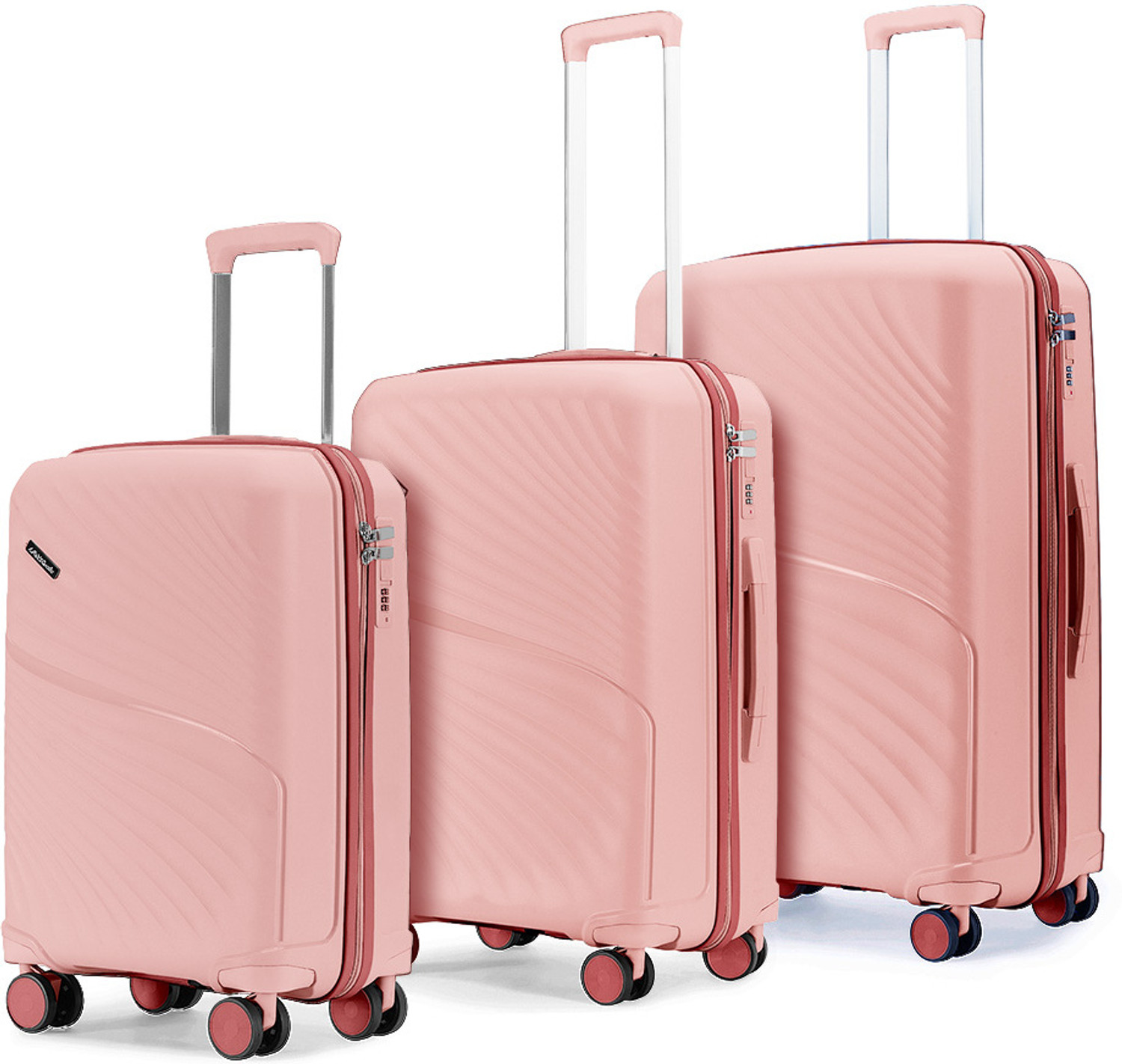 Image of LATTITUDE by Provogue MERIDIAN 55 /65 /75 8W BLOSSOM PINK /MEGENTA PINK Cabin & Check-in Set 8 Wheels - 28 inch