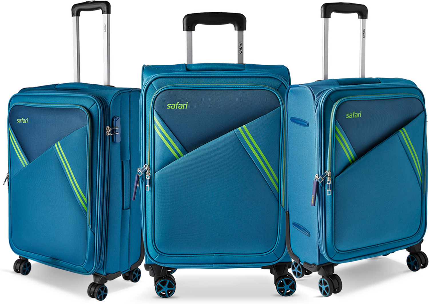 Image of SAFARI Soft Body Set of 3 Luggage 8 Wheels - Swift Neo - Teal