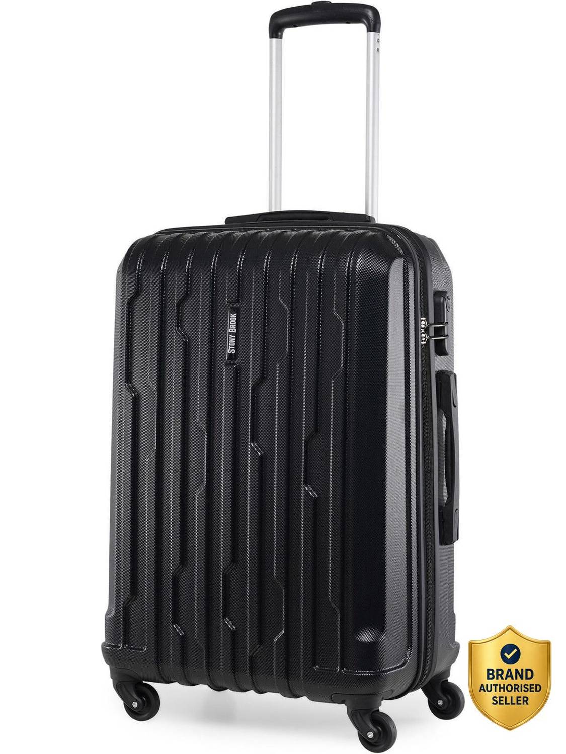 Stony Brook by Nasher Miles Storm Hard-Sided Polycarbonate Check-in Luggage Black 24 inch |65cm Trolley Bag Check-in Suitcase 4 Wheels - 24 inch