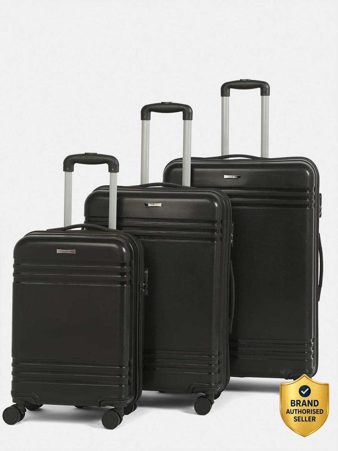 Image of Teakwood Leathers Unisex Textured Set of 3 Trolley Bag (Small-Medium-Large, Black) Cabin & Check-in Set 8 Wheels - 30 inch