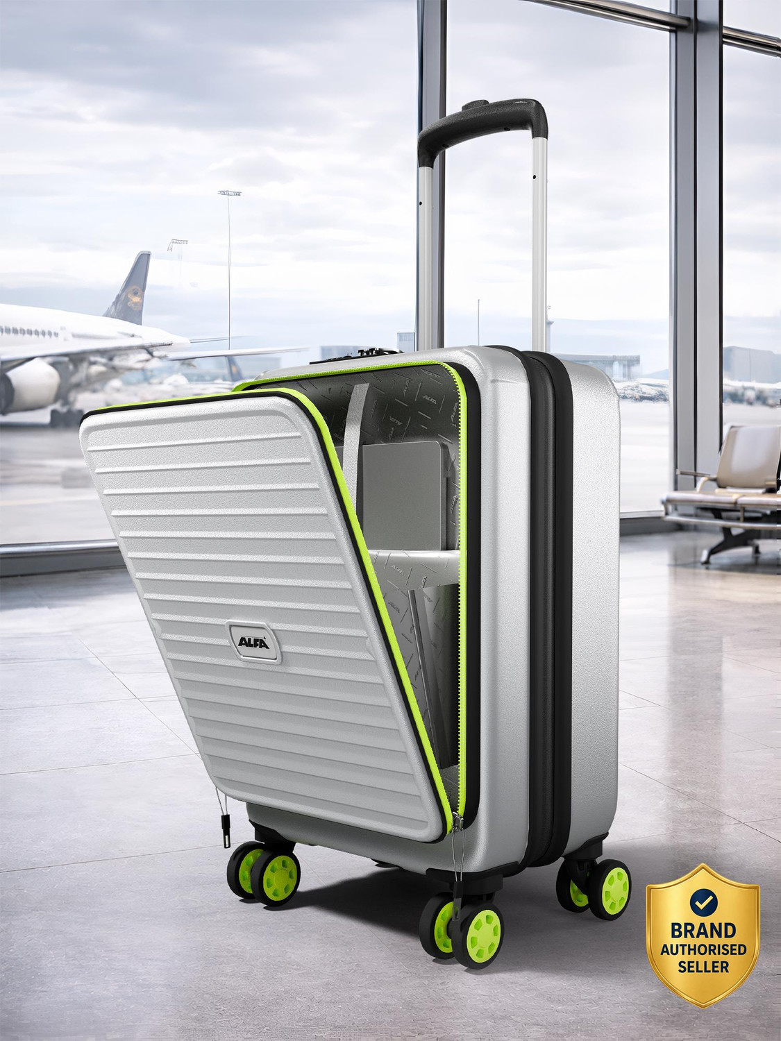 Image of ALFA by VIP Deep Space Hard Side Laptop Compartment Trolley with Combination Lock Cabin Suitcase 8 Wheels - 22 Inch
