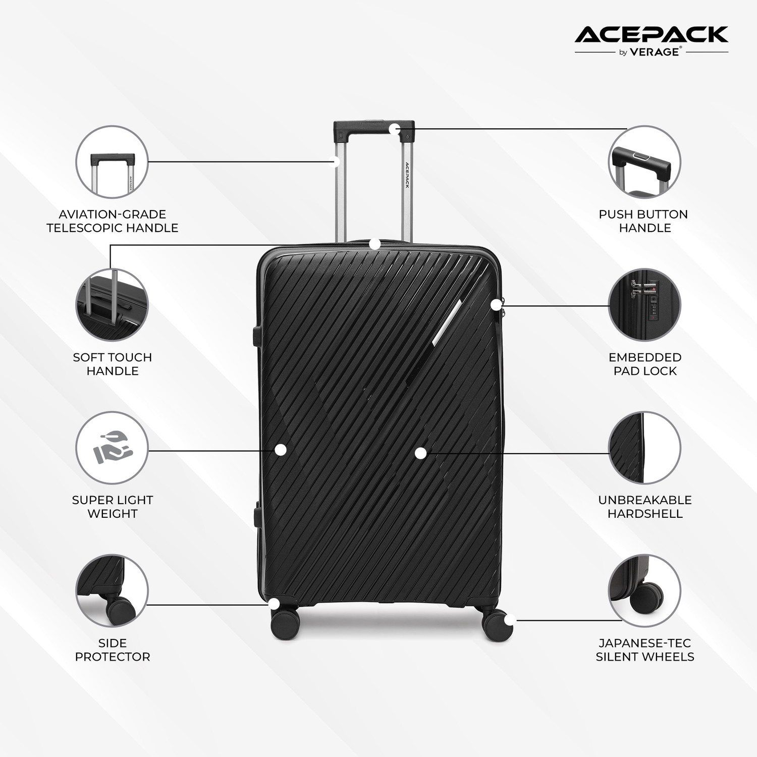 Image of ACEPACK TED Cabin & Check-in Set 8 Wheels - 28 inch