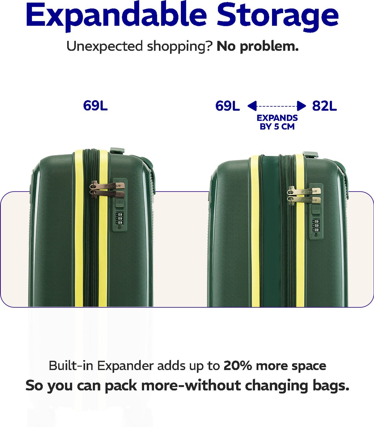 Image of PROVOGUE Spectrum 8W 65 Midnight Fern Green Trolley Bag Expandable Check-in Suitcase 8 Wheels - 26 inch
