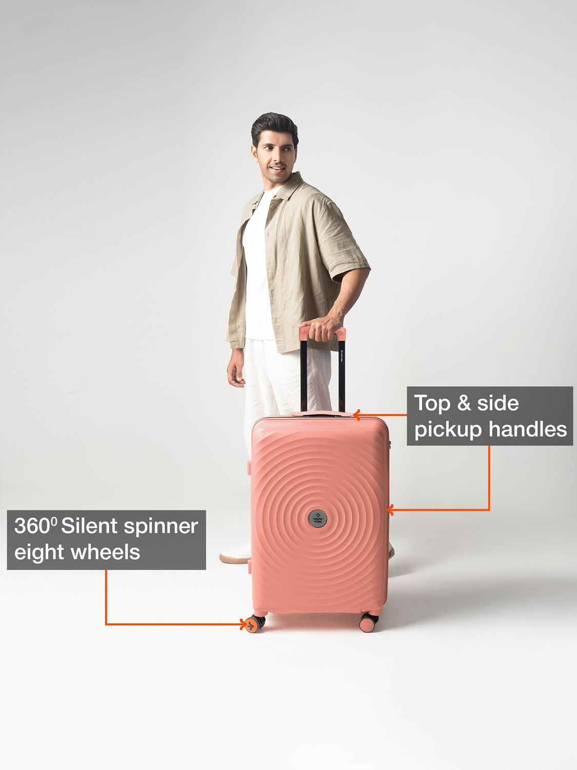 Image of NASHER MILES Goa Polypropylene Hard-Sided Trolley Bags 55, 65 & 75 cm Lightweight Durable Cabin & Check-in Set 8 Wheels - 28 inch